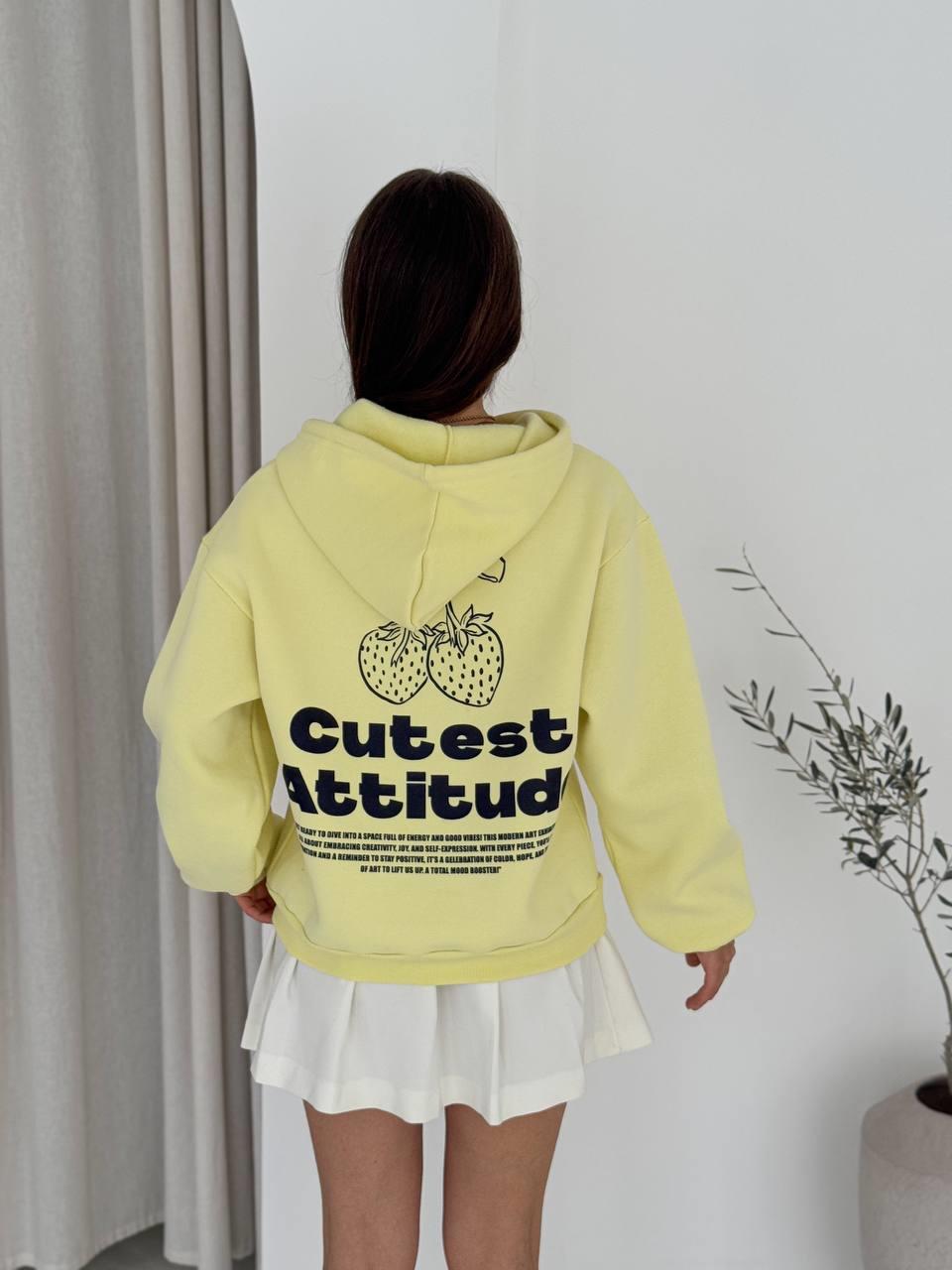 KAPŞONLU CUTEDT SARI SWEAT
