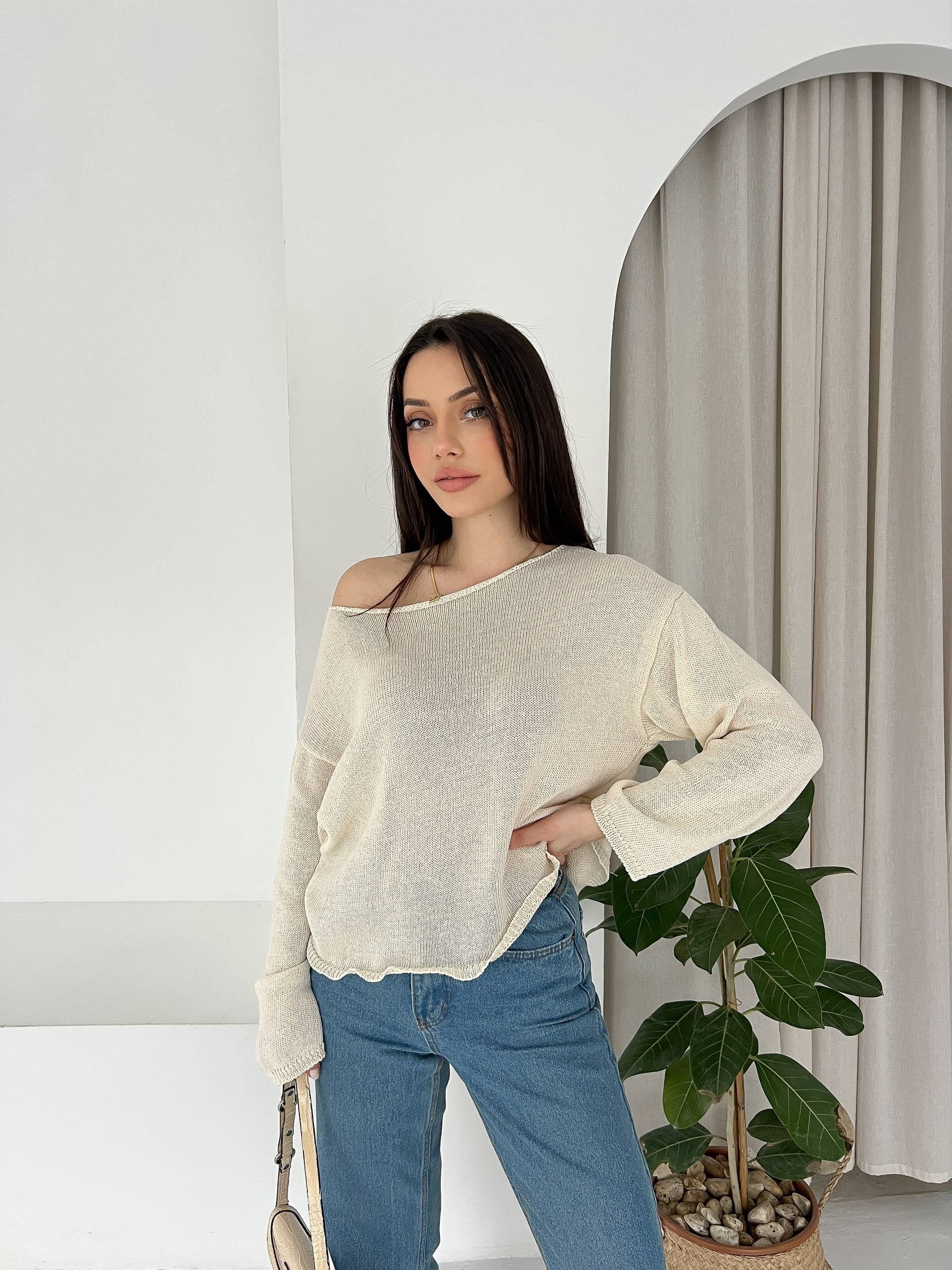 KREM TRİKO BLUZ