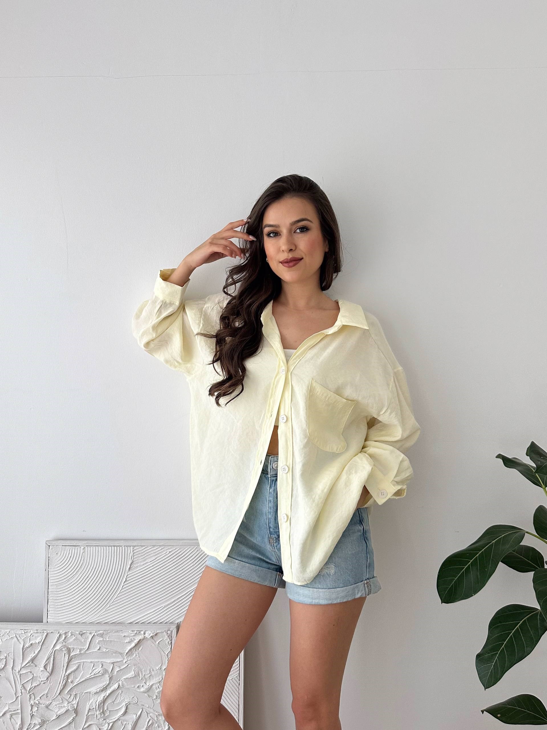 OVERSİZE SOFT SARI GÖMLEK