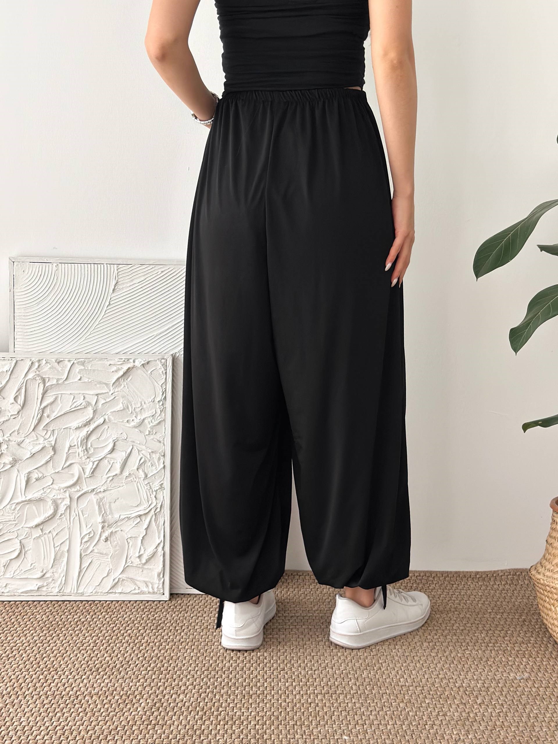 PAÇA LASTİK SİYAH ŞALVAR PANTALON
