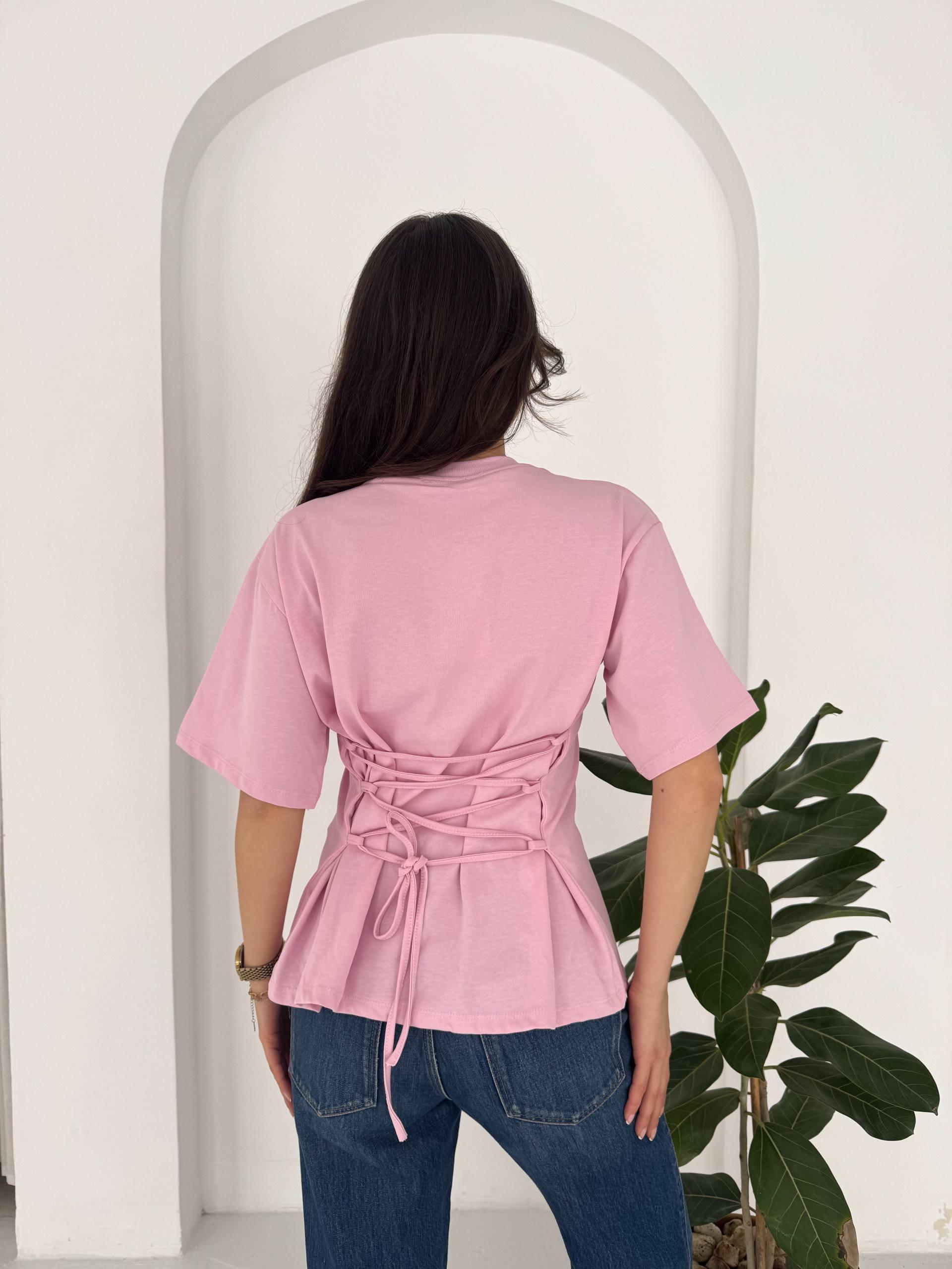 PEMBE BASIC ARKASI BAĞCIKLI TŞİRT