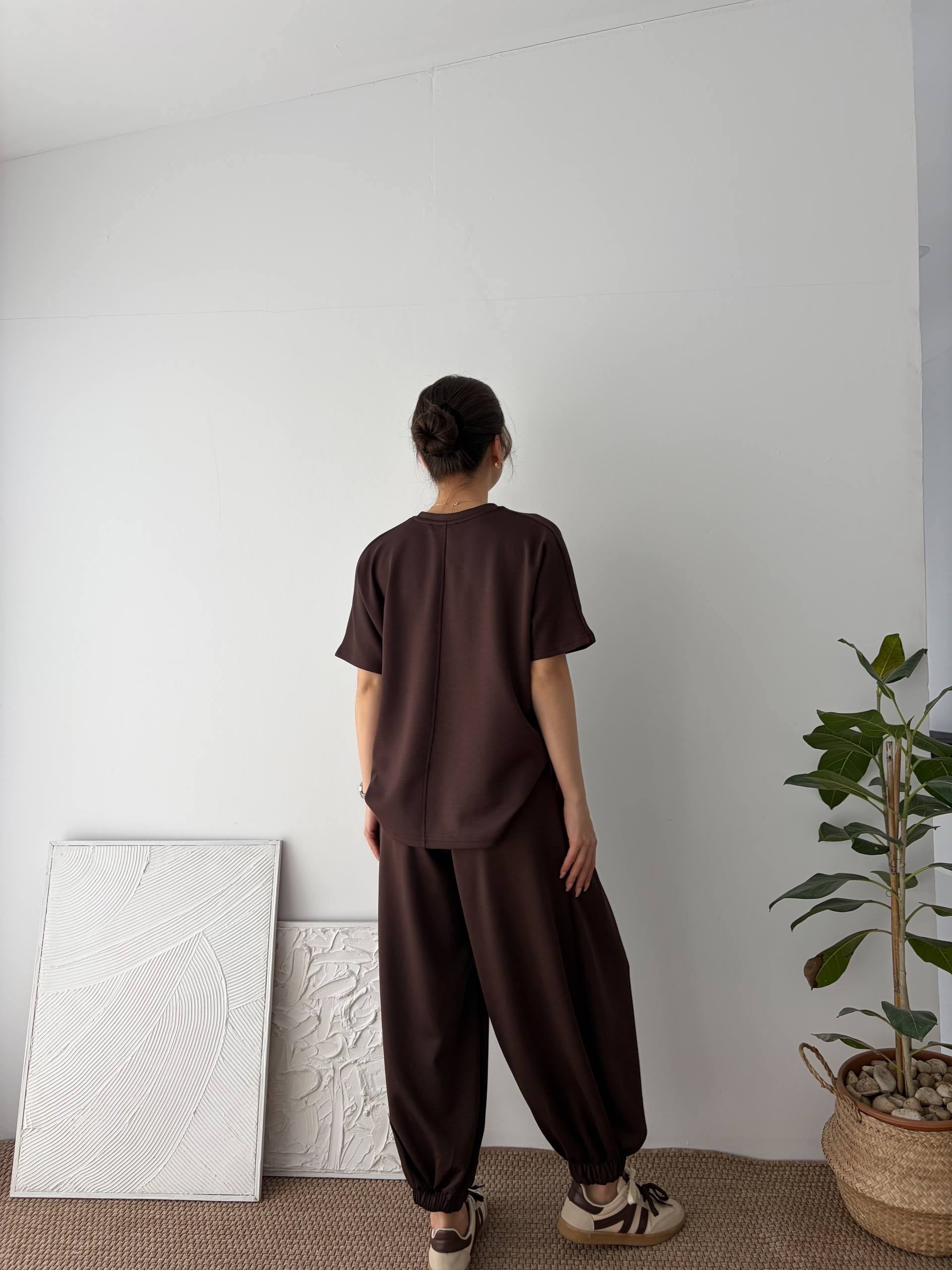 PİLELİ JOGGER KAHVERENGİ TAKIM