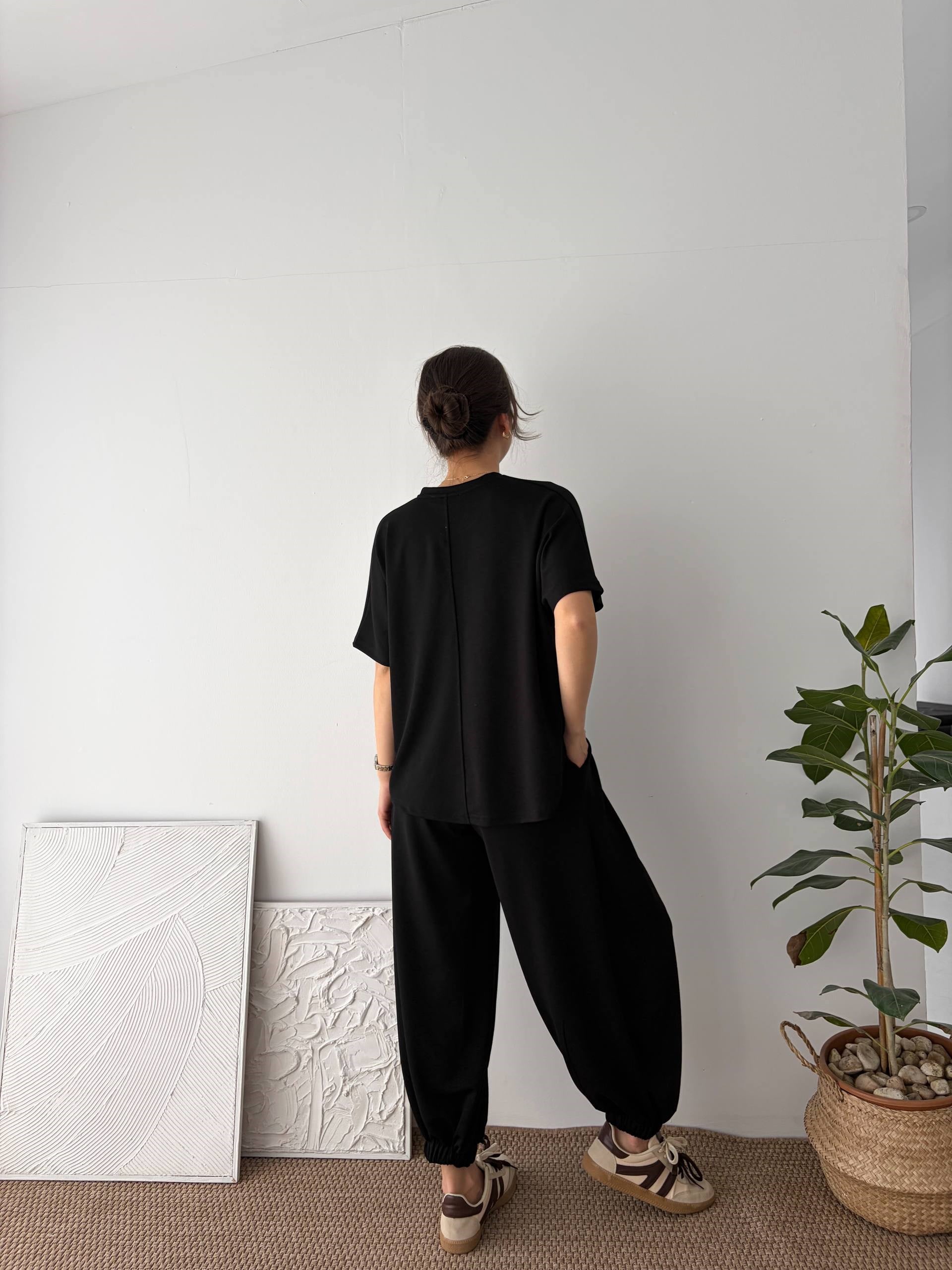 PİLELİ JOGGER SİYAH TAKIM