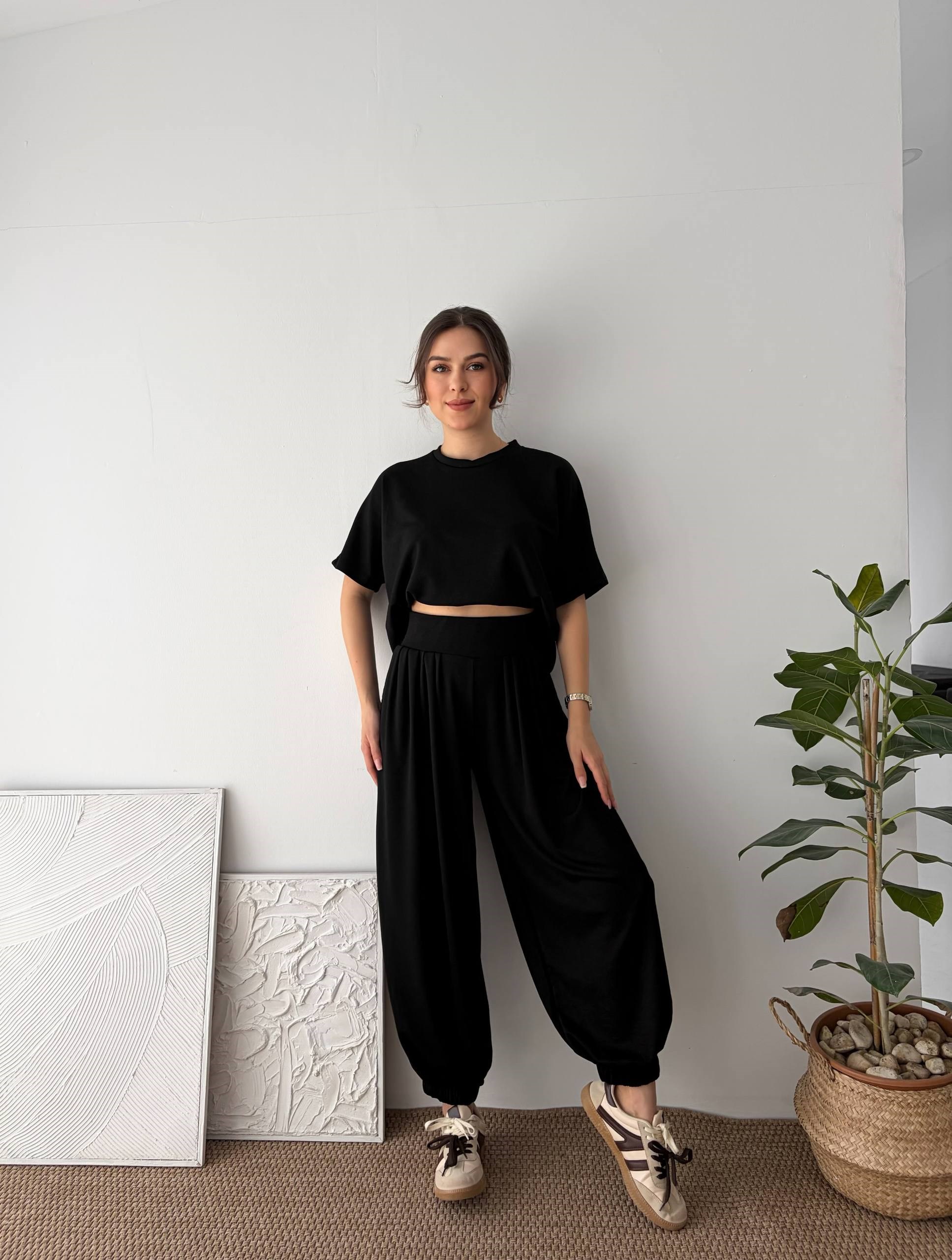 PİLELİ JOGGER SİYAH TAKIM
