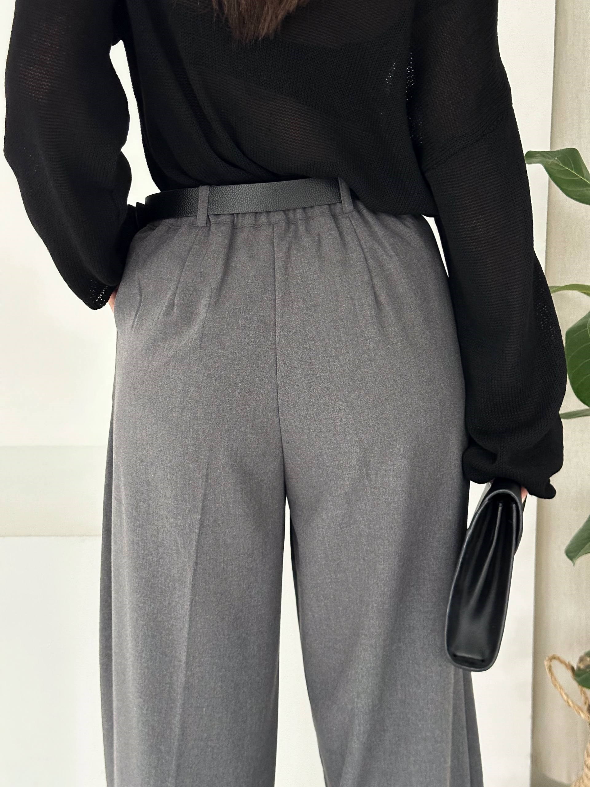 POLİVİSKON KEMERLİ GRİ PANTALON