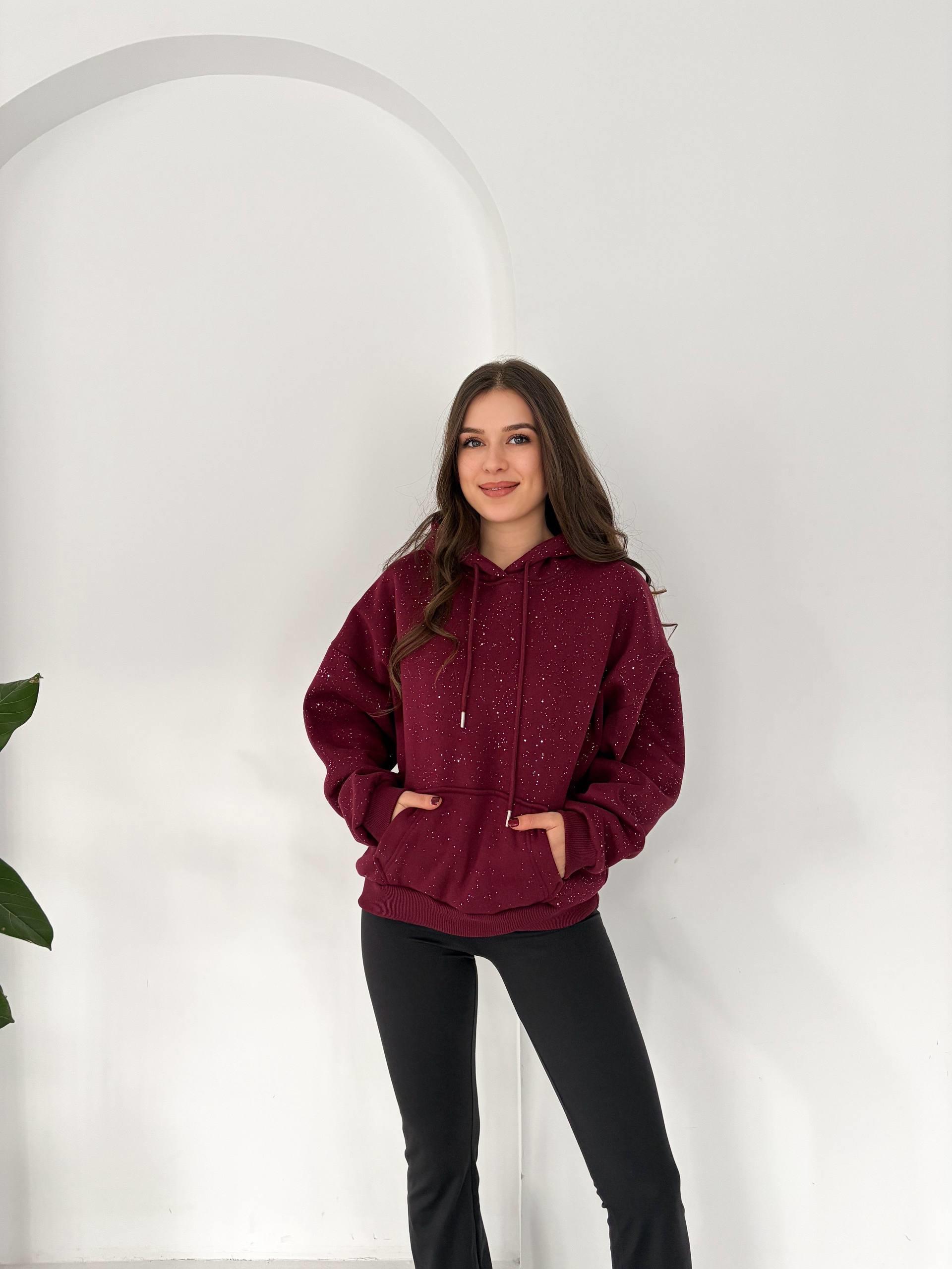 SİMLİ BORDO KALIN KUMAŞ SWEAT