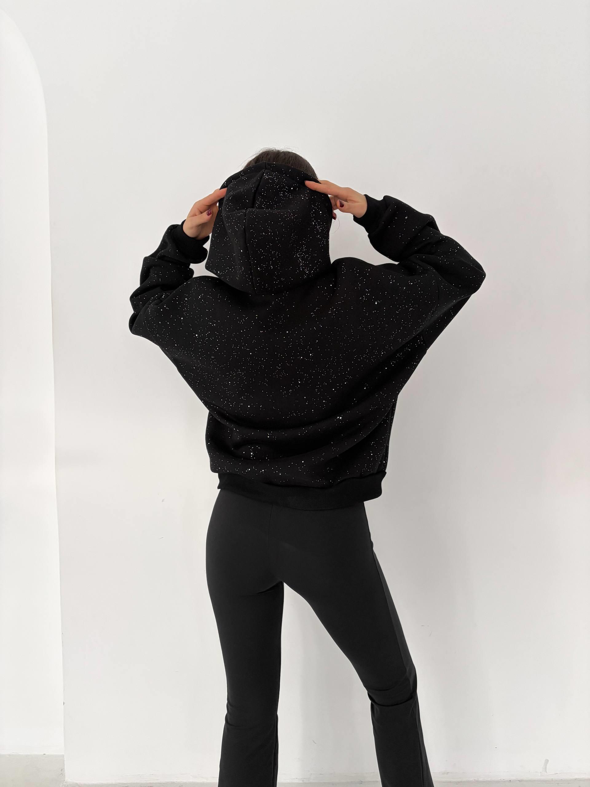 SİMLİ SİYAH KALIN KUMAŞ SWEAT