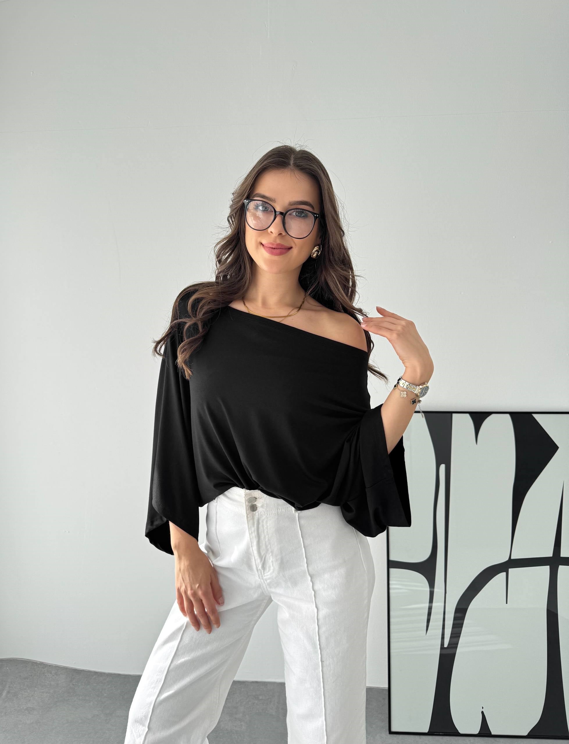 SİYAH YARASA KOL BLUZ