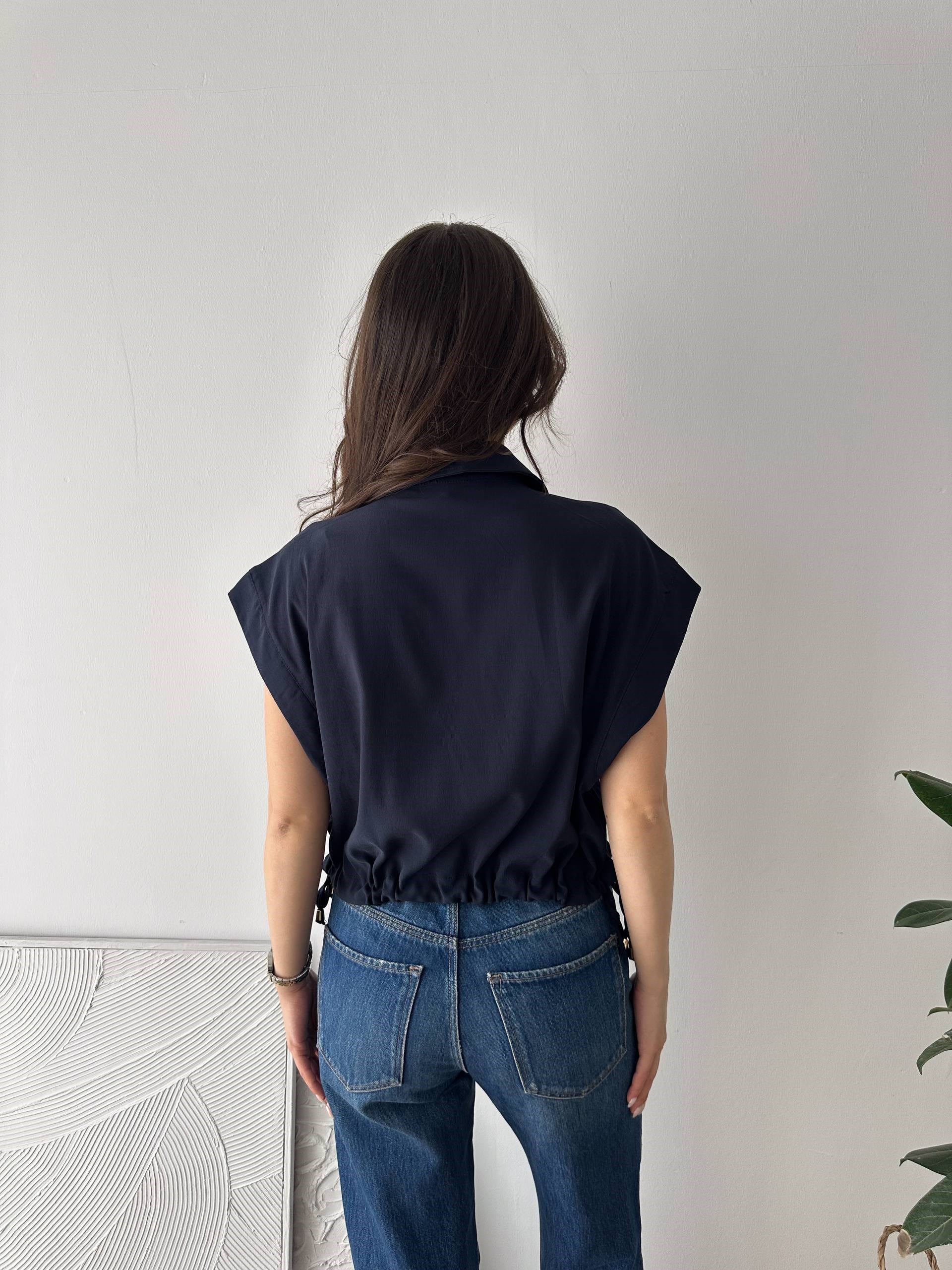 TORBA CEPLİ KISA LACİVERT YELEK