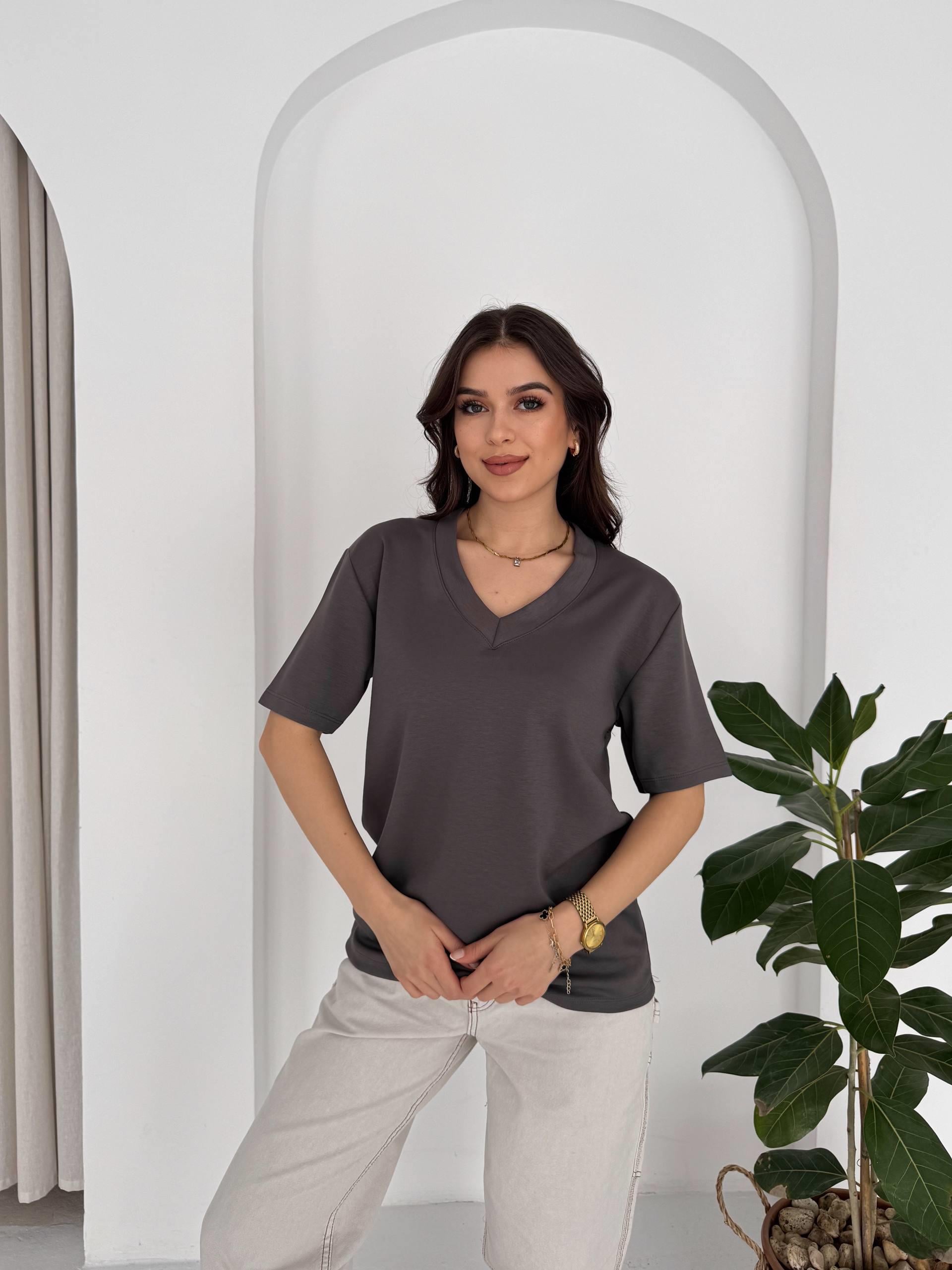 V YAKA MODAL KUMAŞ GRİ TSHİRT