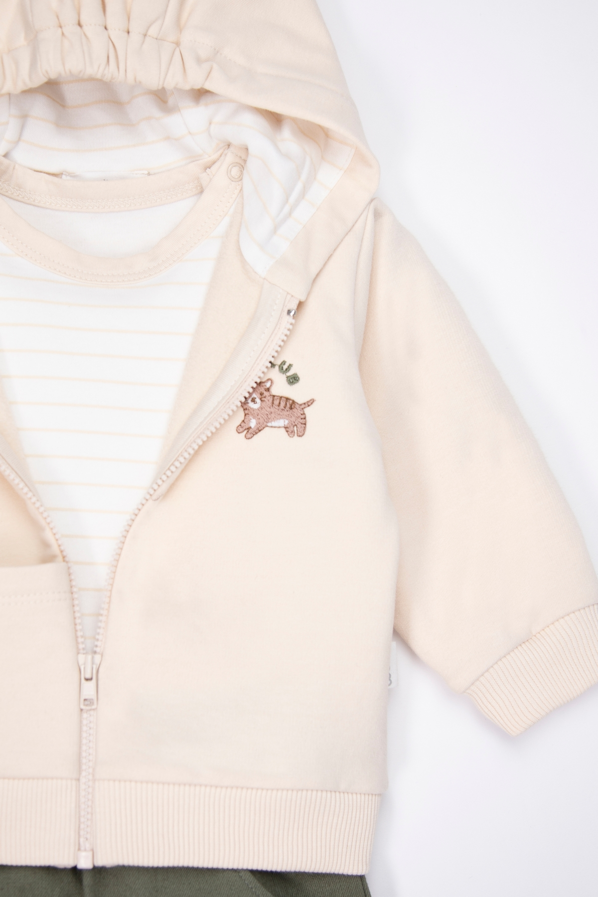 İKİ İP KAPŞONLU HIRKA 3LÜ TAKIM (LITTLE CUBS) HAKİ