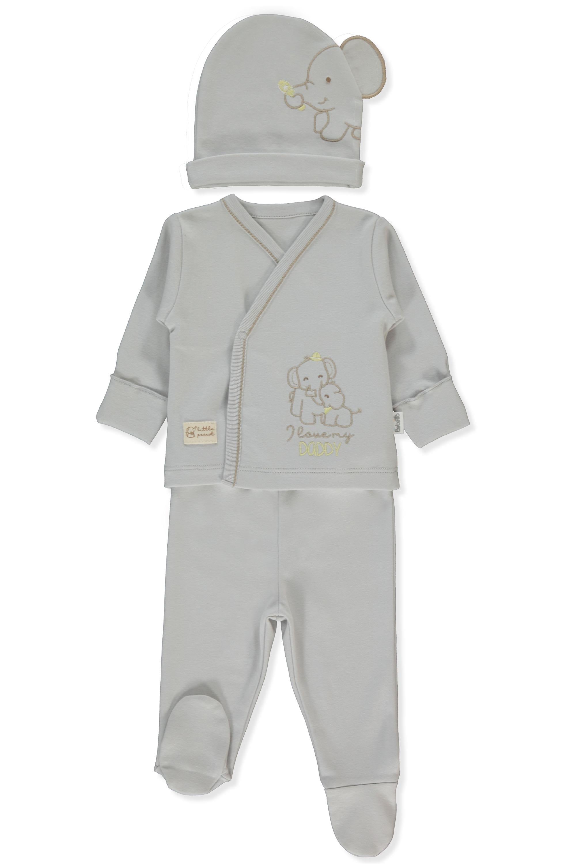 İNTERLOK ZIBIN SET 3LÜ (LITTLE ELEPHANT) GRİ