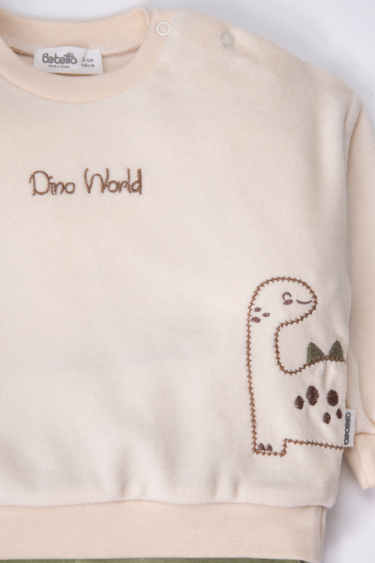 KADİFE PATİKSİZ PANTOLON 2Lİ TAKIM (CUTE DINO) BEJ