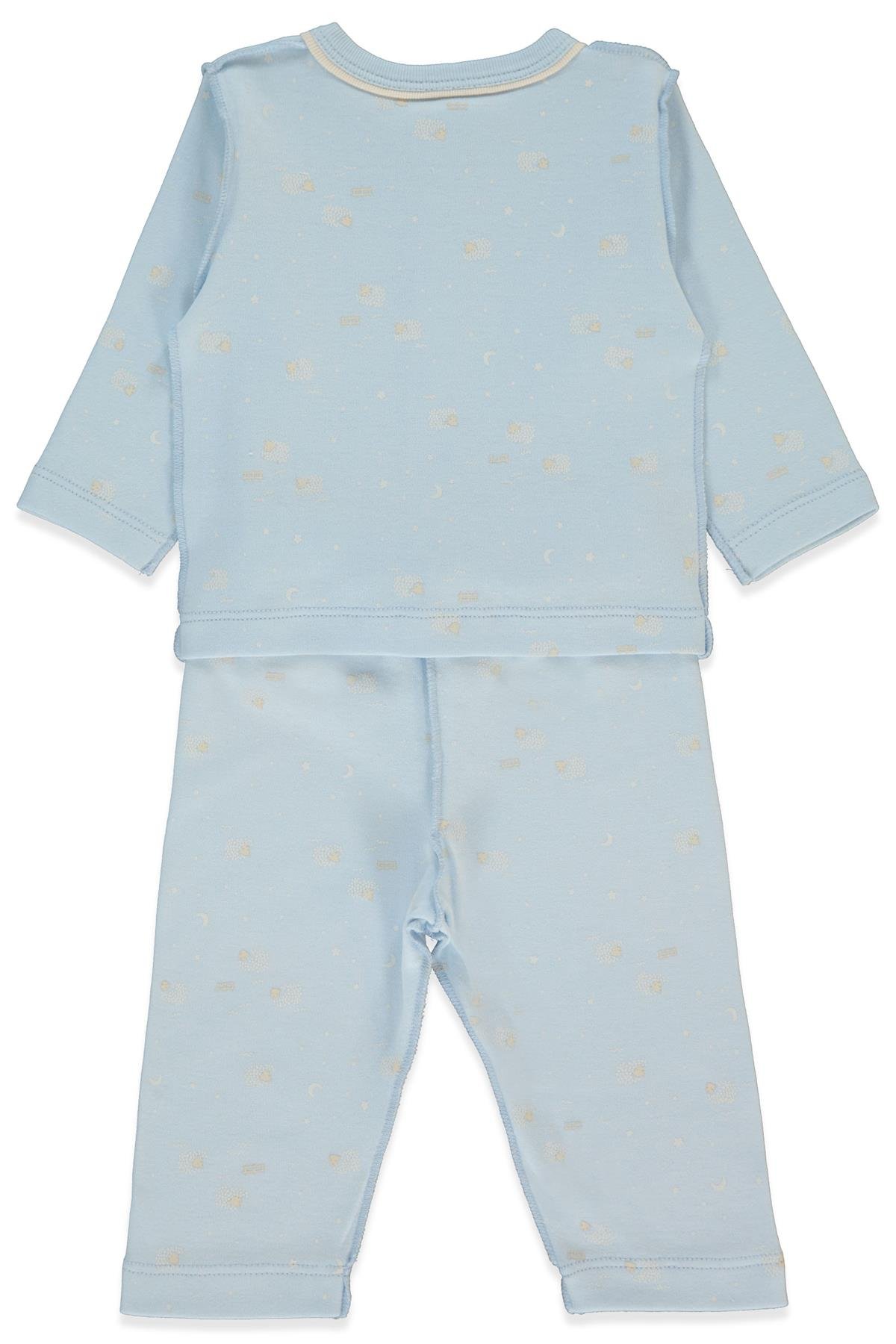 ORGANİK İNTERLOK PİJAMA TAKIMI 2Lİ (ORGANIC SLEEPY SHEEPY) MAVİ