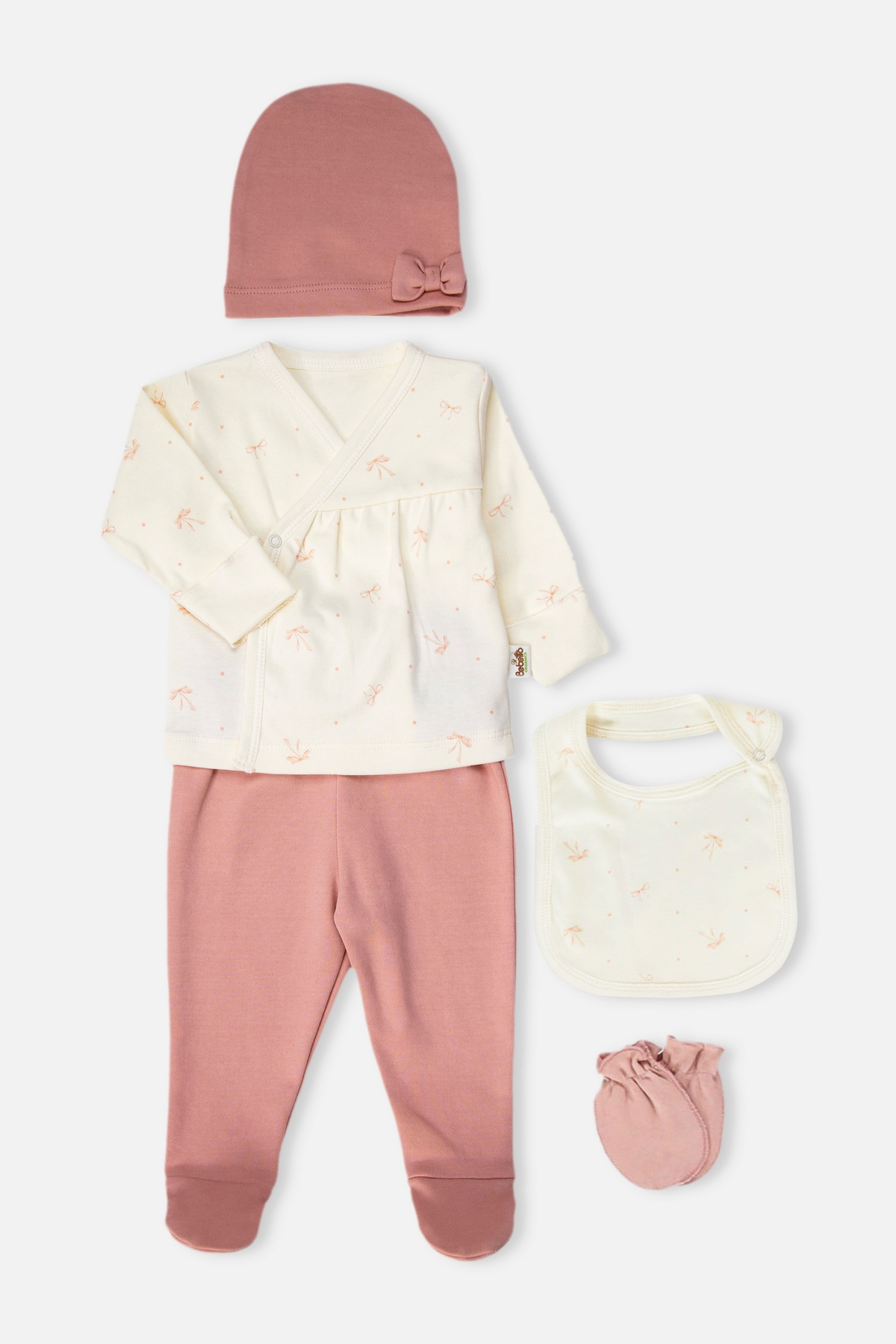 ORGANİK İNTERLOK ZIBIN SET 5Lİ (ORGANIC WELCOME BABY) GÜL KURUSU
