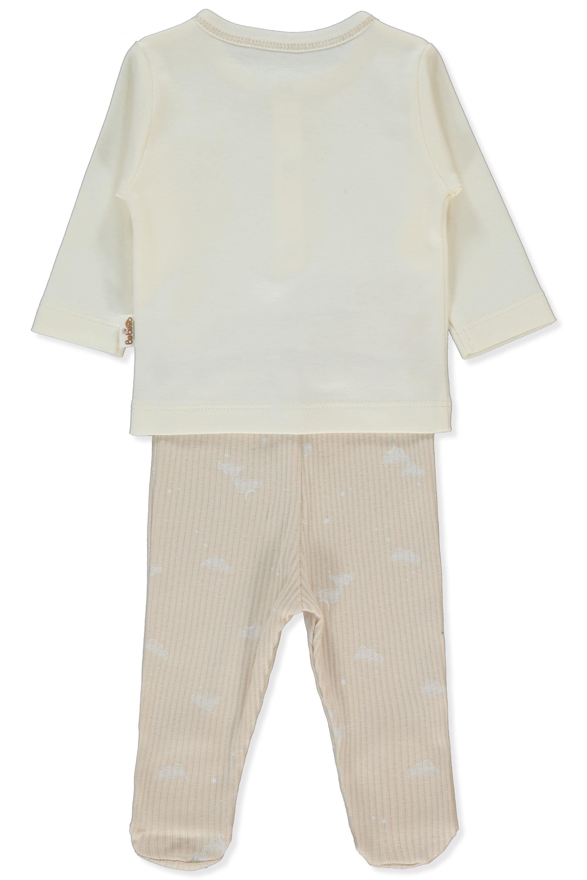ORGANİK RAPORLU KAŞKORSE PATİKLİ PİJAMA TAKIMI 2LI (ORGANIC BORN WITH LOVE) BEJ