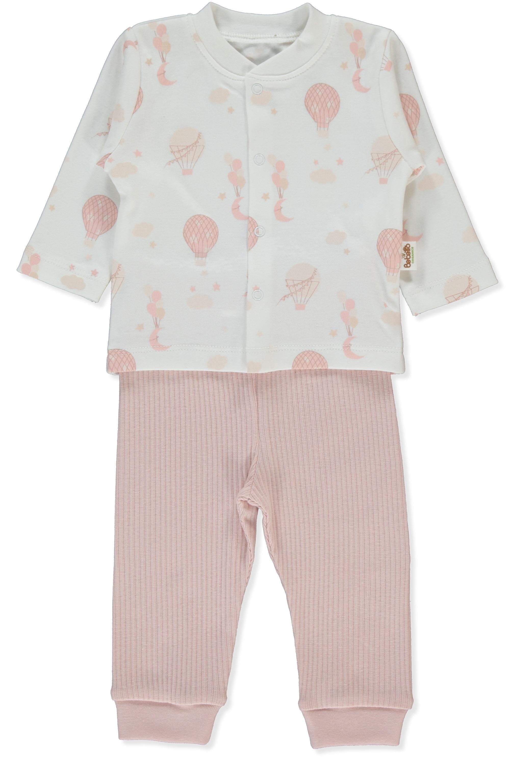 ORGANİK RAPORLU KAŞKORSE PATİKSİZ PİJAMA TAKIMI 2Lİ (ORGANIC BORN WITH LOVE) GÜL KURUSU
