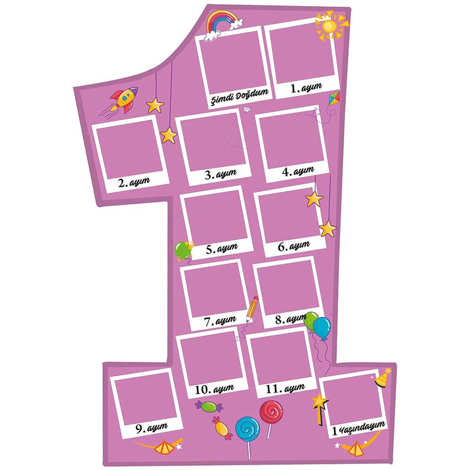 1 Yaş Doğum Günü Sticker okularenkkat.02