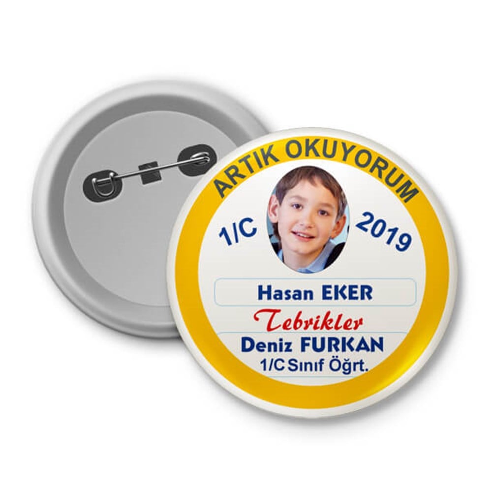 Artık Okuyorum Rozeti (İsimli-Resimli)