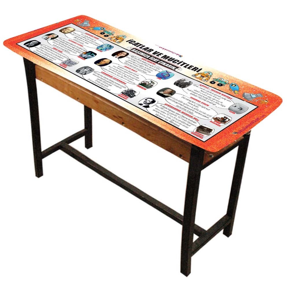 gzl50İcatlar ve Mucitleri Gizil Öğrenme Lastikli Okul Sıra ÖrtüsüGizil Öğrenme Baskılı Sıra ÖrtüsüOkularenkkat