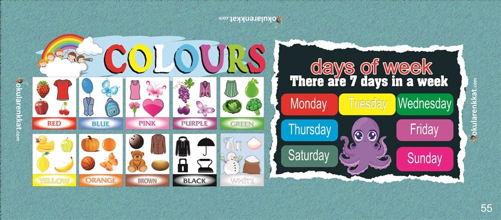 gzl55İngilizce Renkler Gizil Öğrenme Lastikli Sıra ÖrtüsüGizil Öğrenme Baskılı Sıra ÖrtüsüOkularenkkat