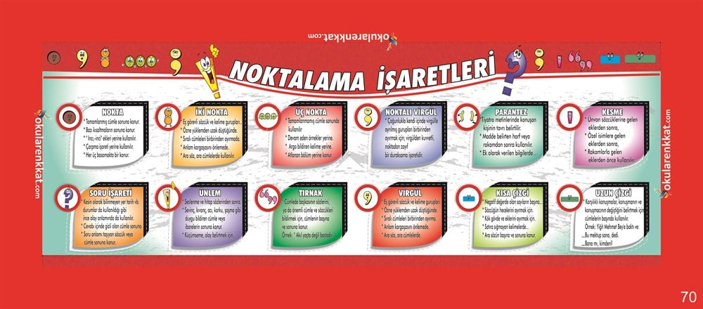 gzl70Noktalama İşaretleri Gizil Öğrenme Lastikli Sıra ÖrtüsüGizil Öğrenme Baskılı Sıra ÖrtüsüOkularenkkat