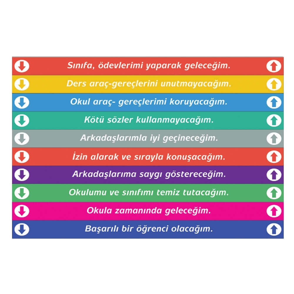 Okul Kuralları Merdiven Yazıları (Laminasyonlu)