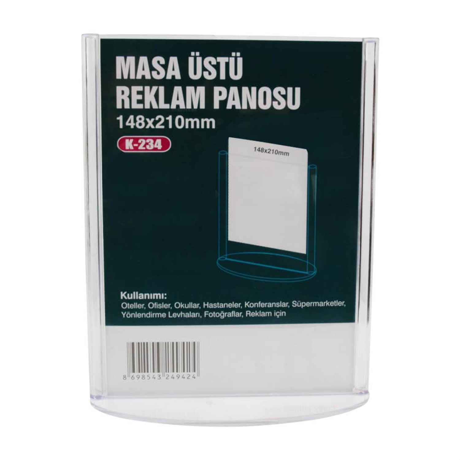 Oval Tabanlı Masaüstü Dikey Menü Tutucu-Föylük(148X210mm)