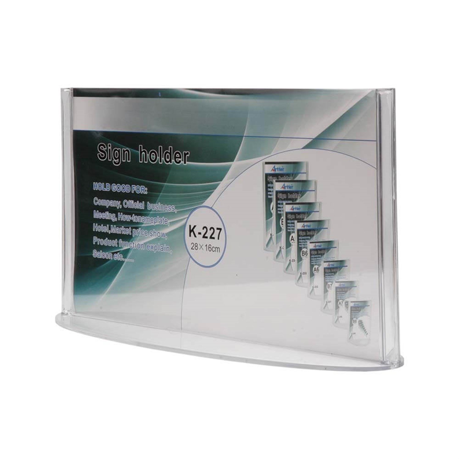 Oval Tabanlı Masaüstü Yatay Menü Tutucu-Föylük(28X16cm)