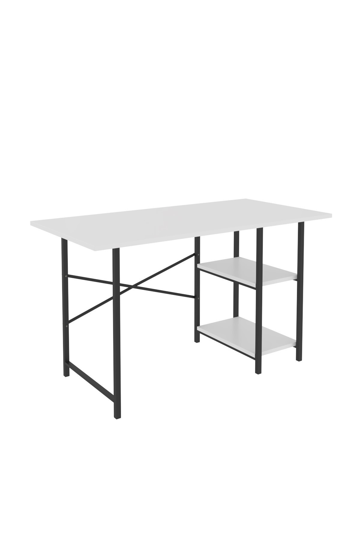 Çalışma Masası2 Raflı Çalışma Masası 60x120 - Bilgisayar Ofis Ders Masası Beyaz