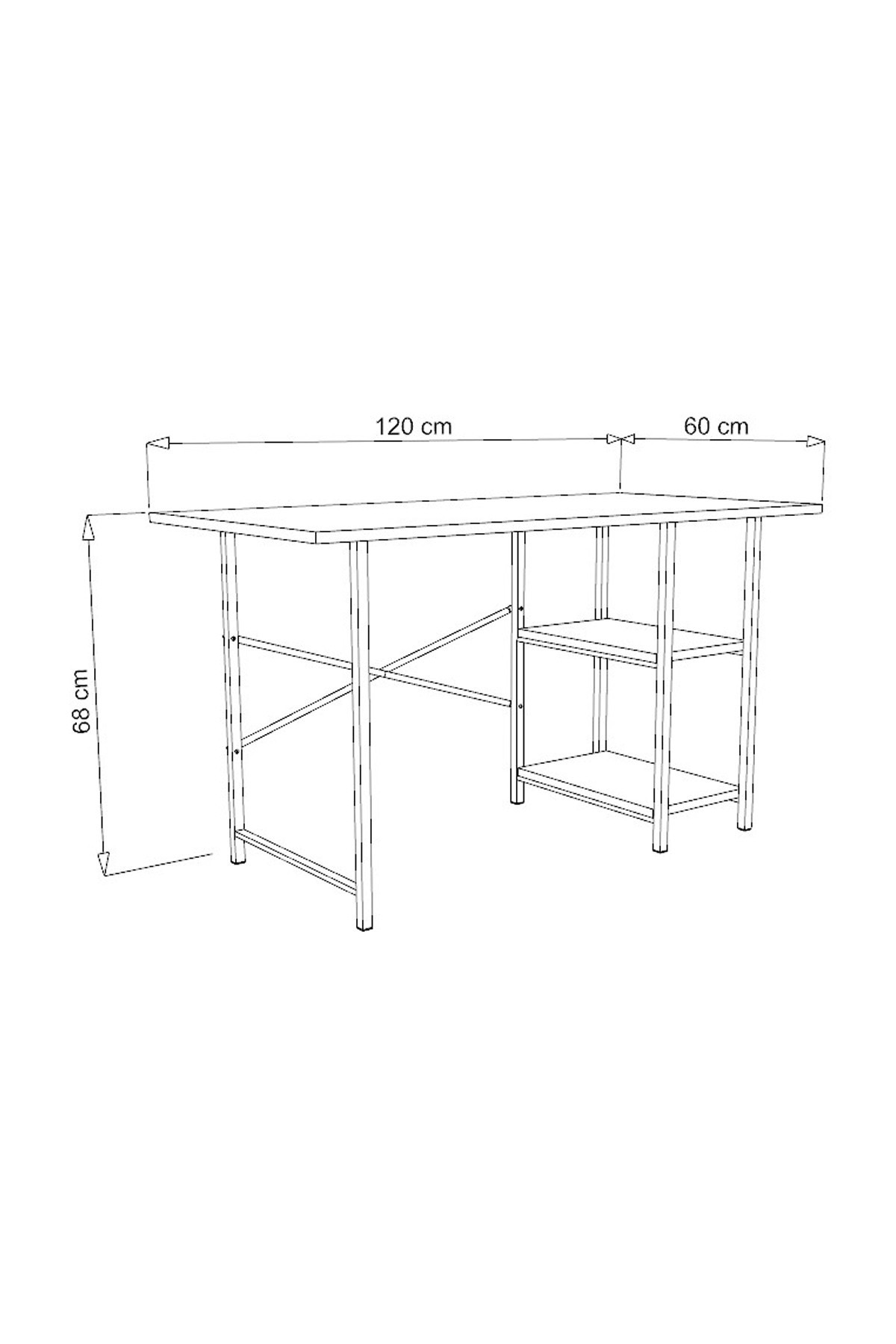 Çalışma Masası2 Raflı Çalışma Masası 60x120 - Bilgisayar Ofis Ders Masası Beyaz