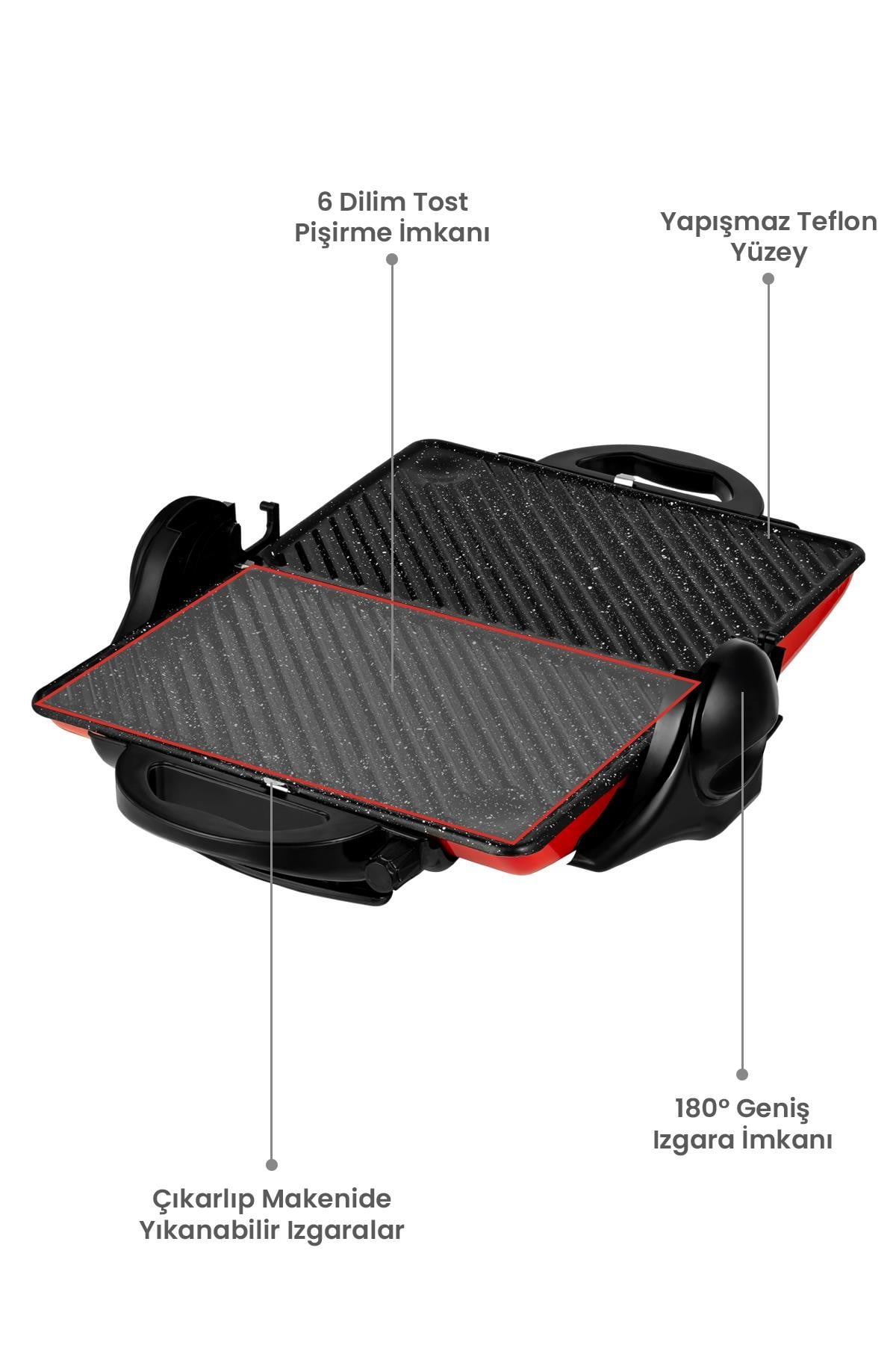 Tost MakinesiAwox Orion Kırmızı Tost Makinesi
