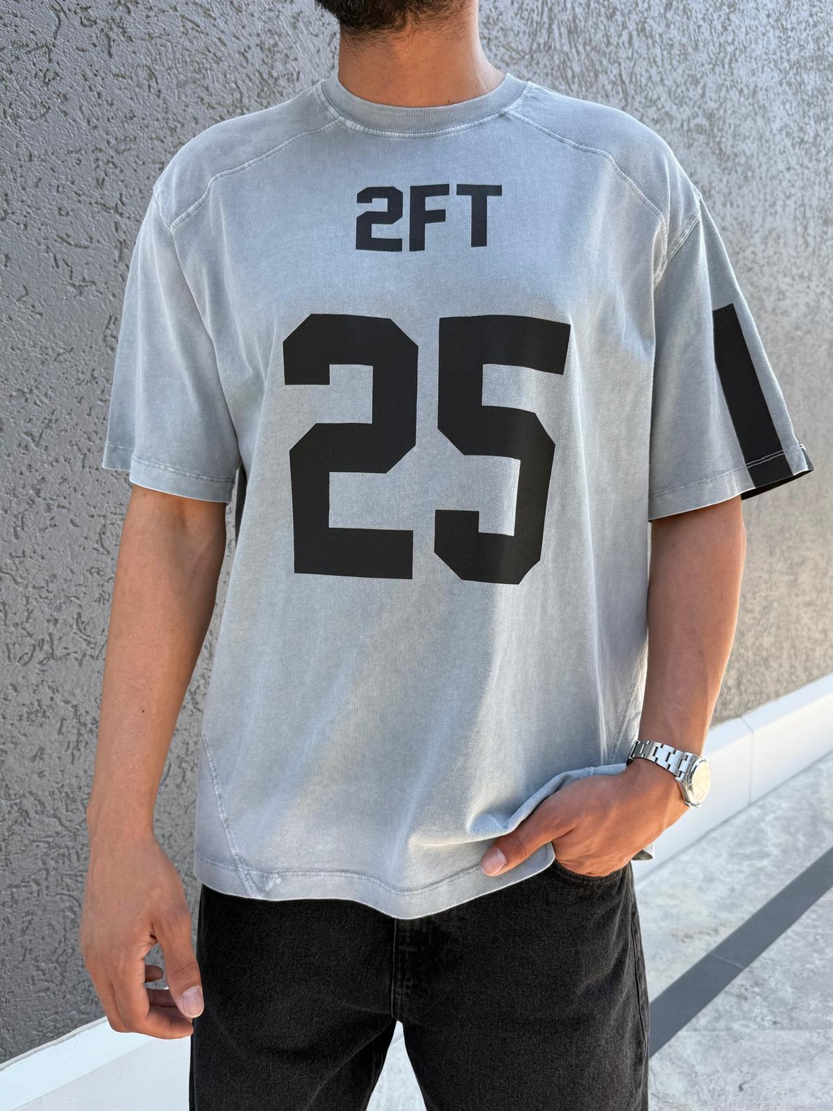 25 Baskılı Oversize Tişört Gri