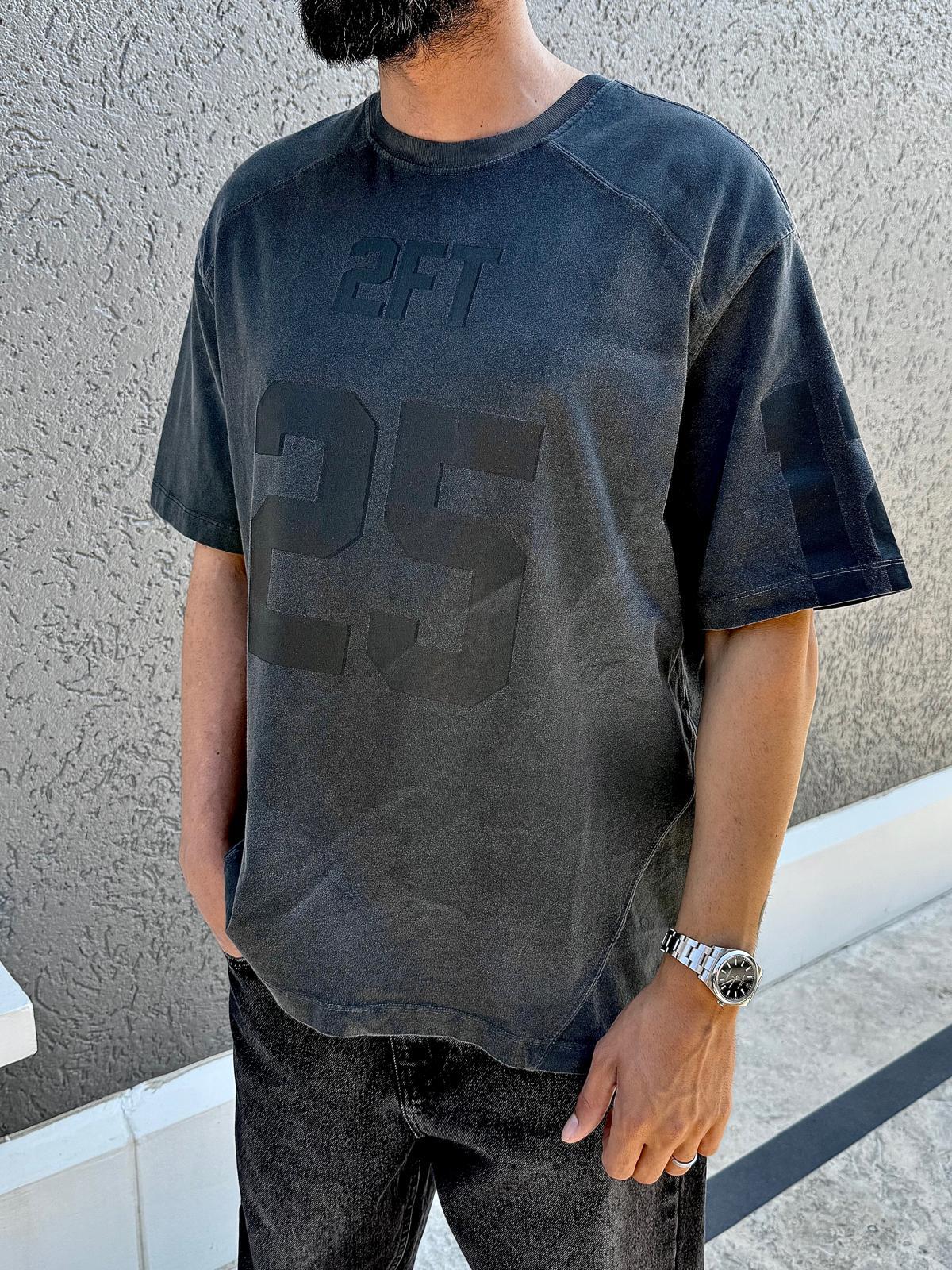 25 Baskılı Oversize Tişört Siyah