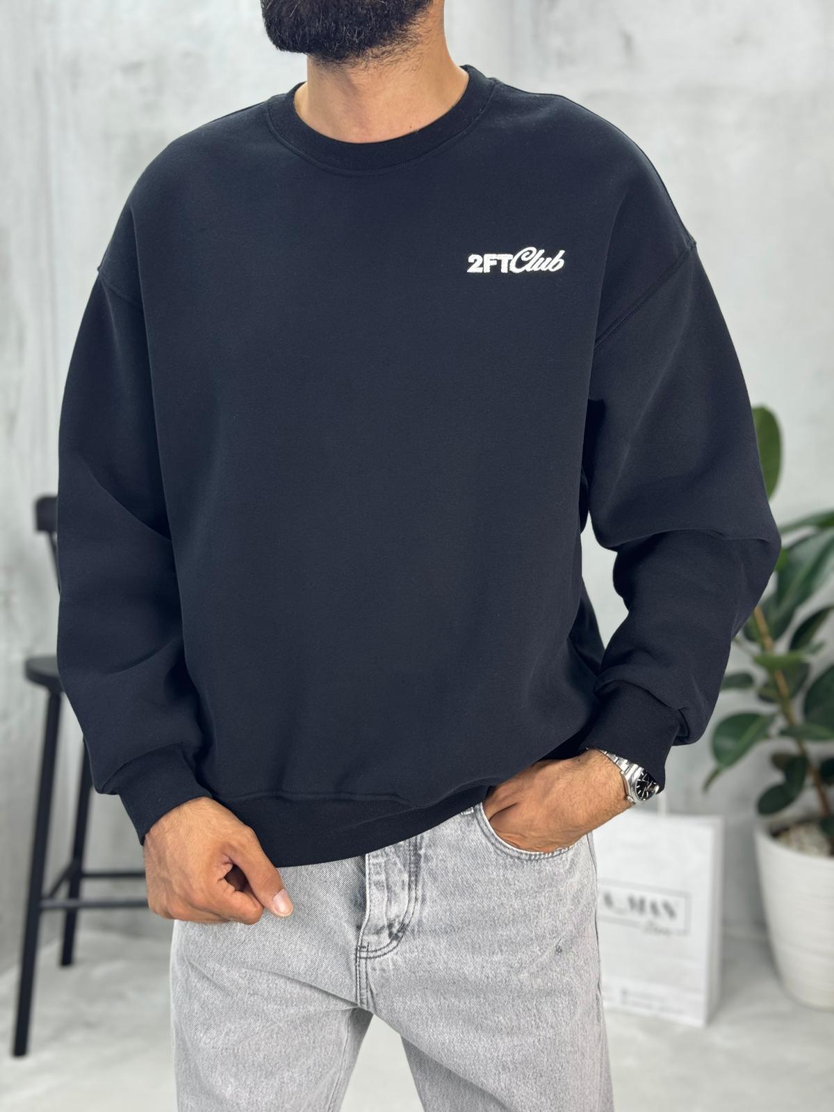 2FT Club Nakışlı Sweatshirt Siyah