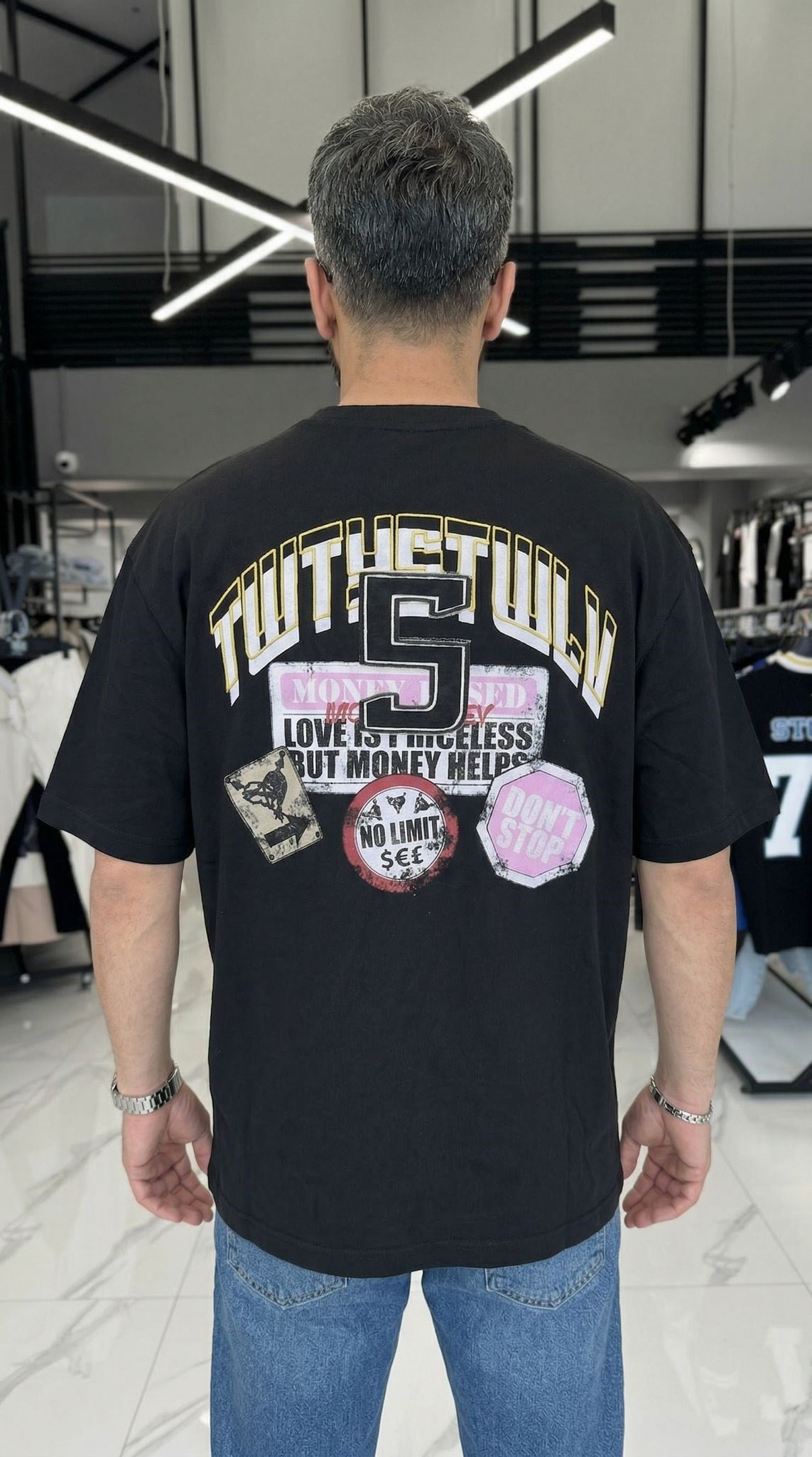 5 Number Dokumalı T-shirt Siyah