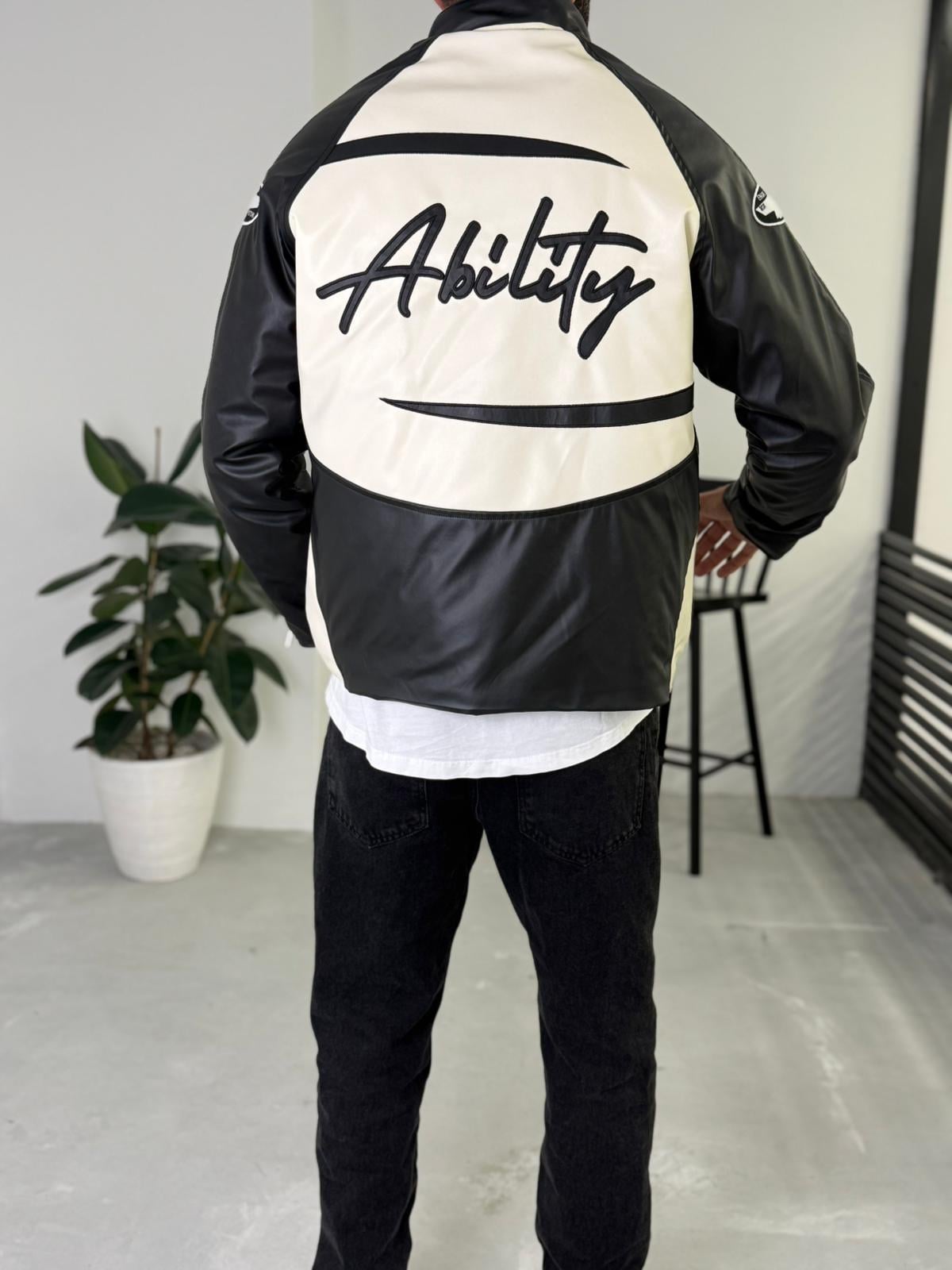 Ability Baskılı Deri Ceket