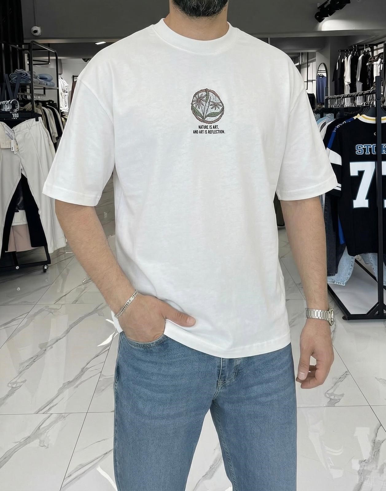 Apple Baskılı T-shirt Beyaz