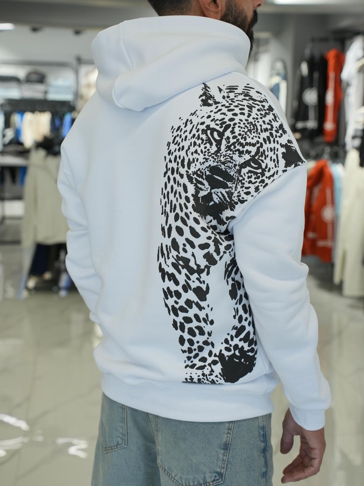 Aslan Baskılı Sweatshirt Beyaz