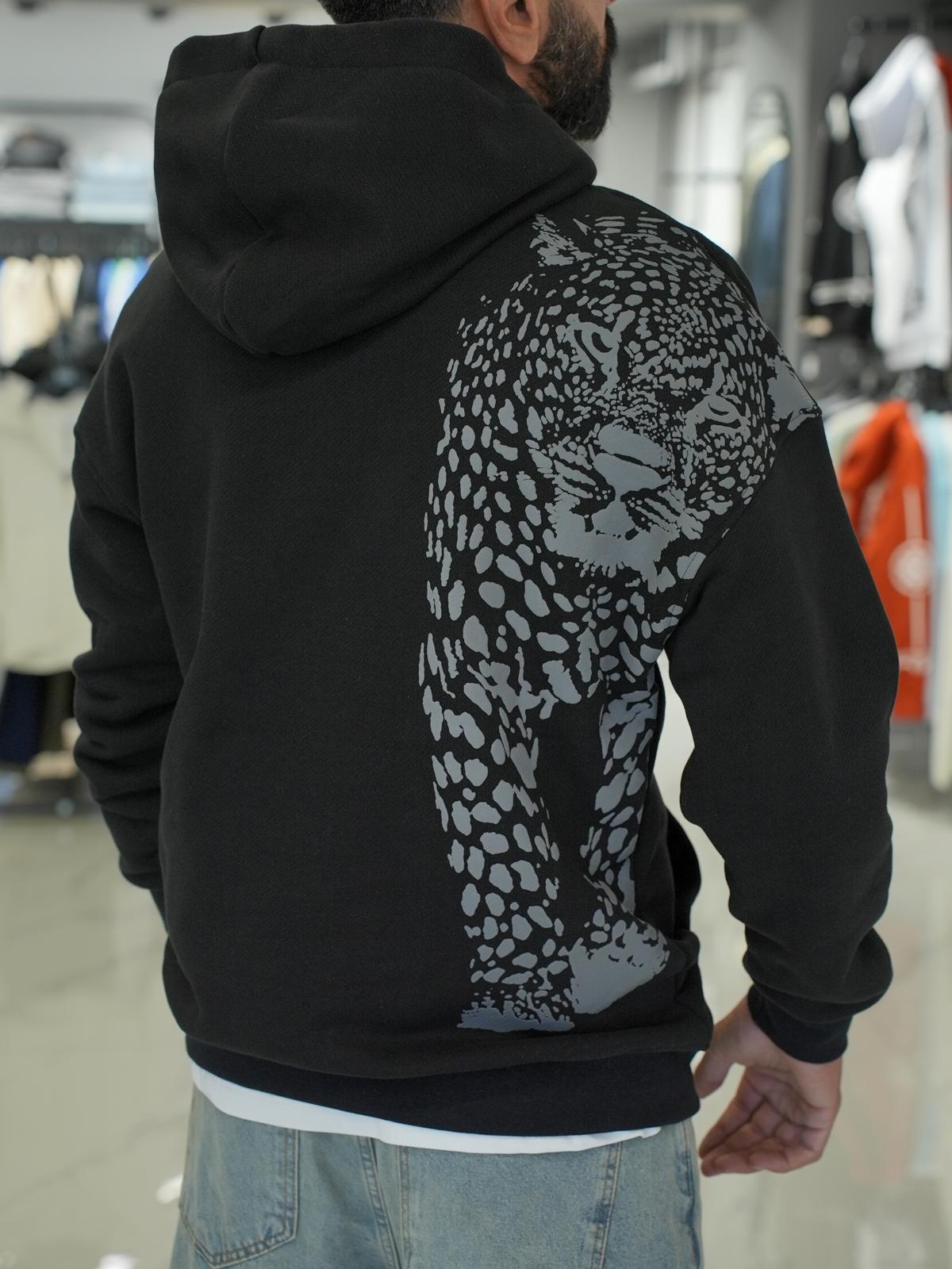 Aslan Baskılı Sweatshirt Siyah