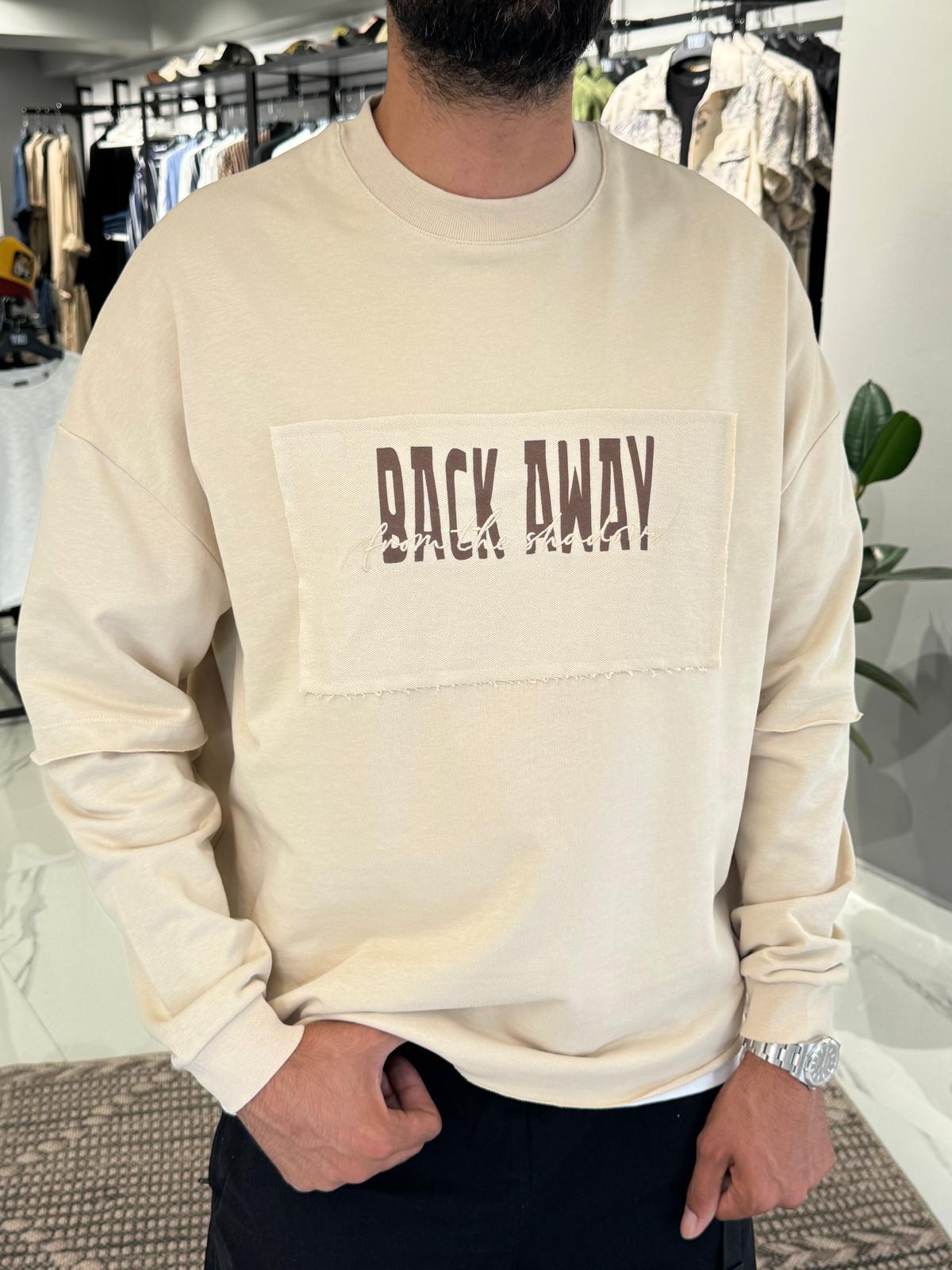 Back Away Yazılı Sweat Bej