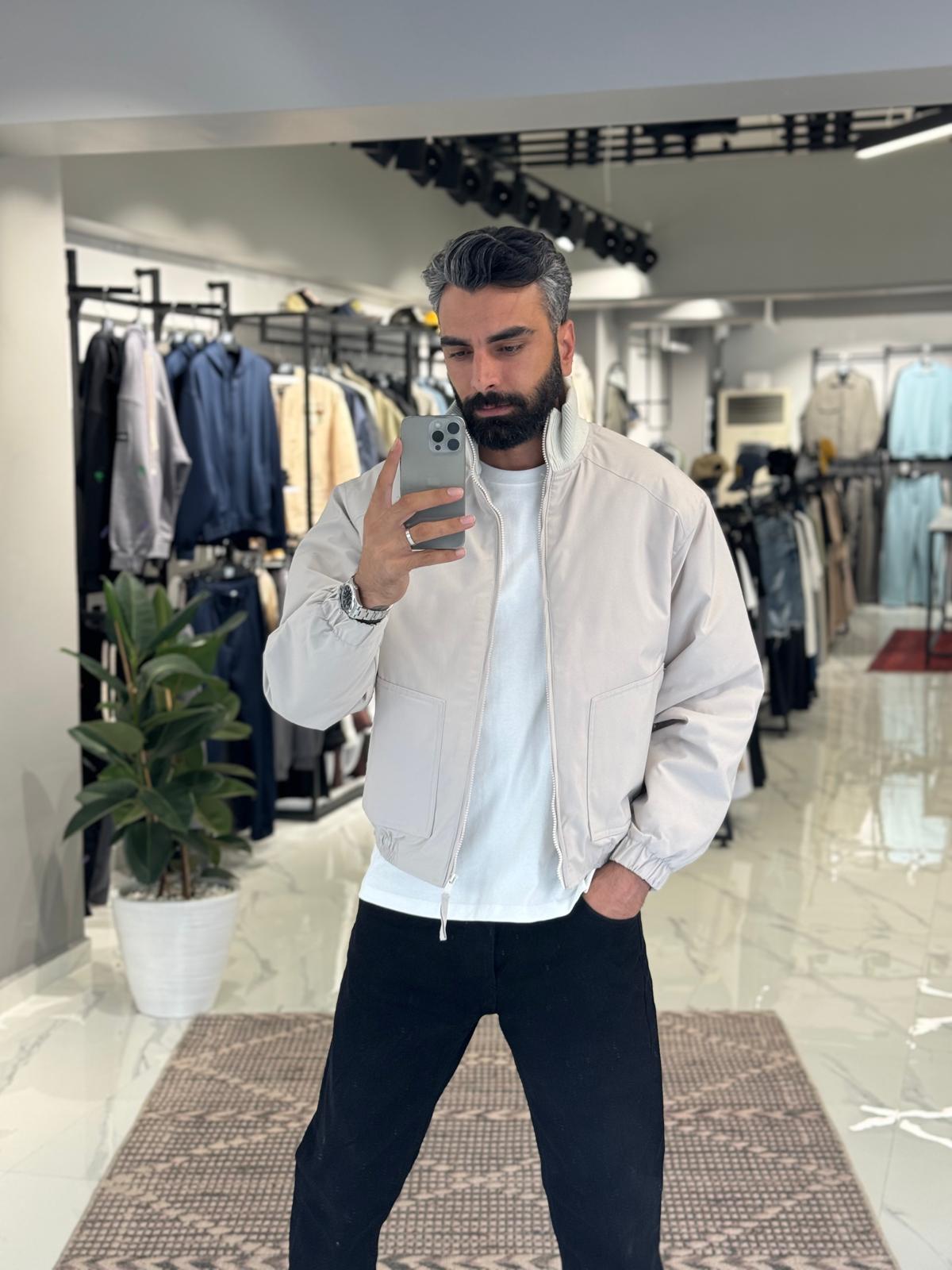 Basic Şişme Mont Krem
