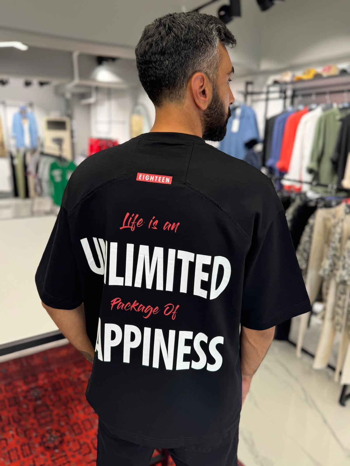 Baskı Detay Oversize T-Shirt Siyah