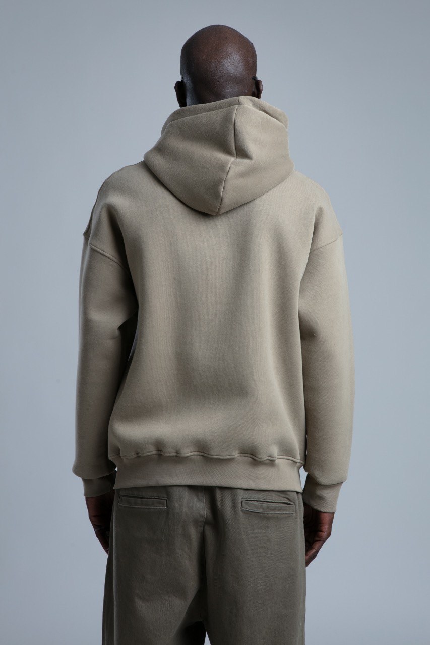 Baskı Detaylı Fermuarlı Sweatshirt Haki