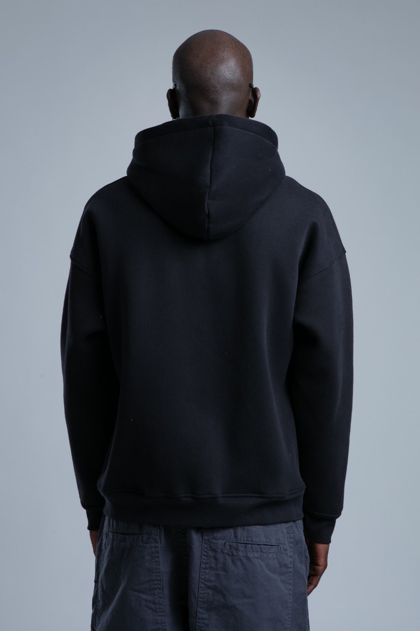 Baskı Detaylı Fermuarlı Sweatshirt Siyah