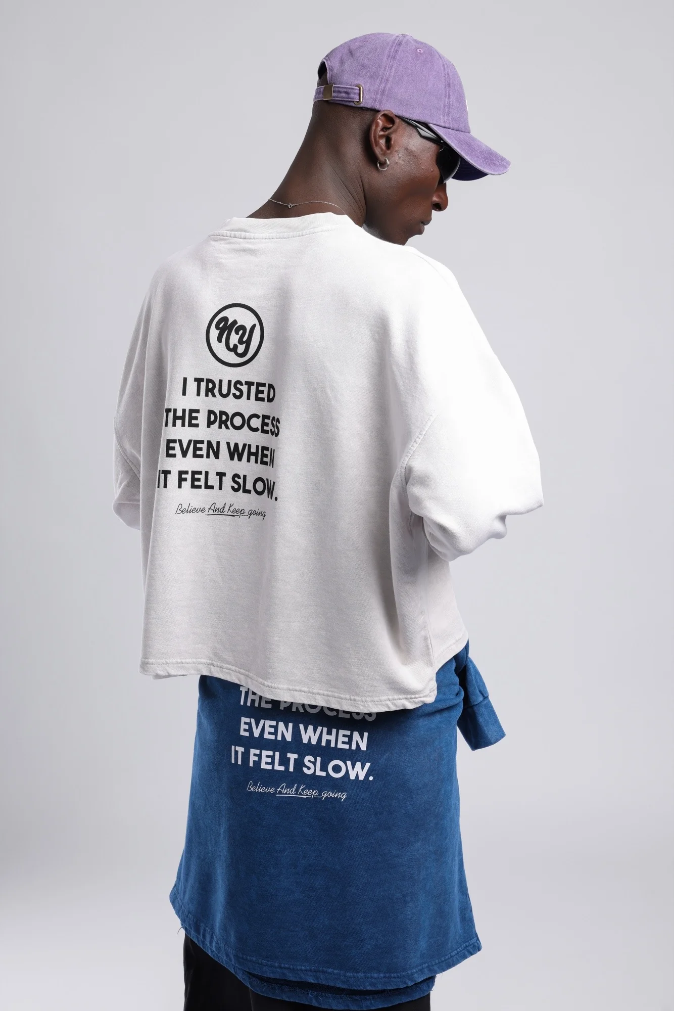 Baskılı Düşük Omuzlu Relaxed Fit Sweatshirt Bej