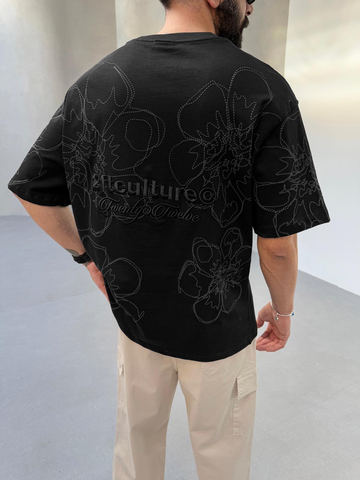 Baskılı Oversize T-Shirt Siyah