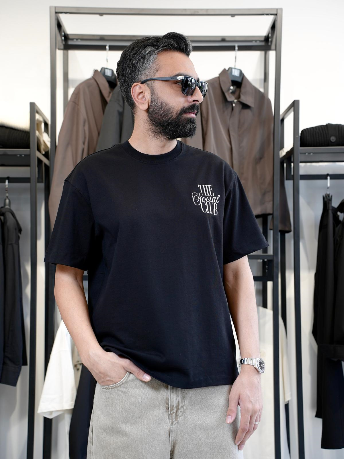 Baskılı Oversize T-Shirt – The Social Club Siyah