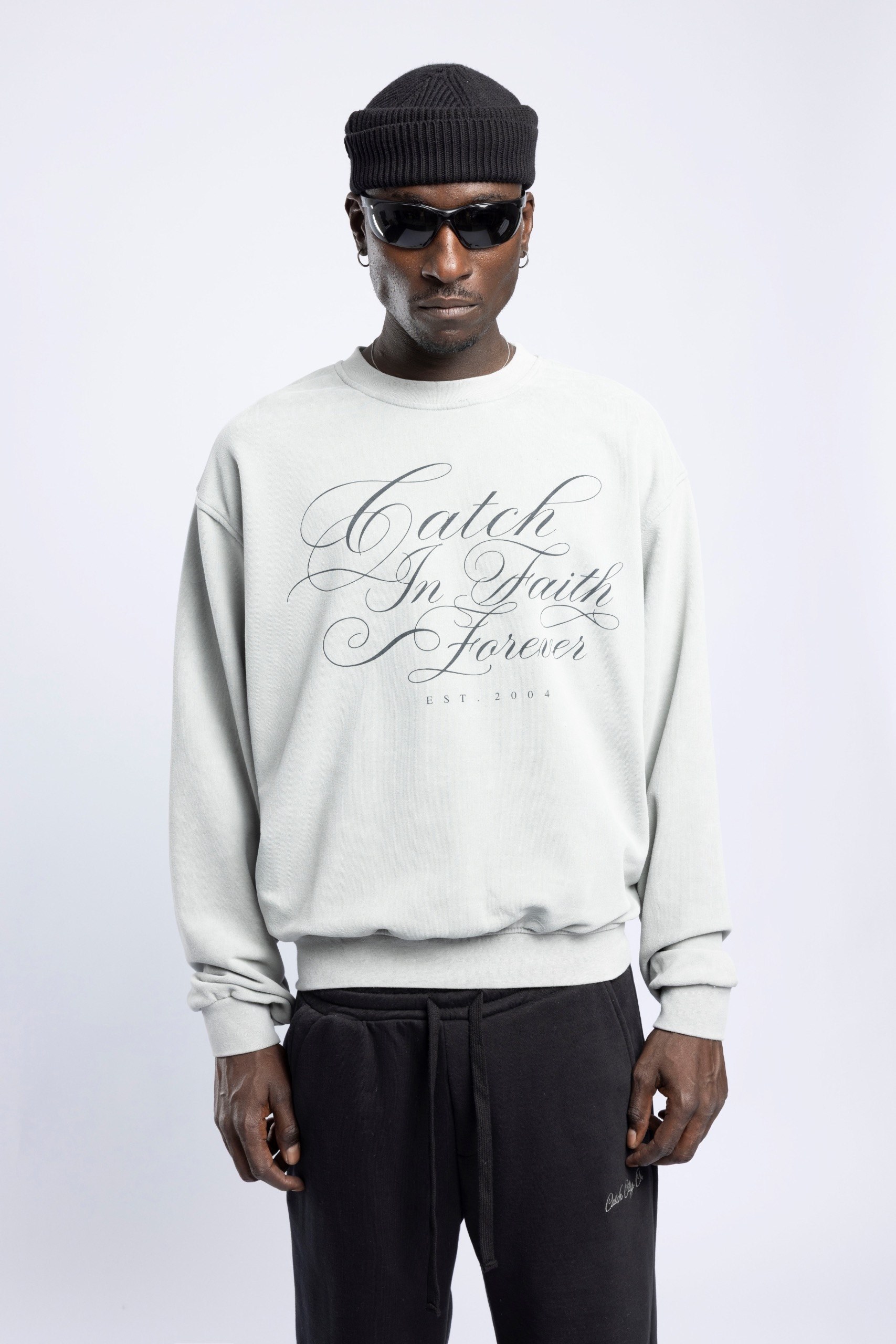 Baskılı Washed Oversize Sweatshirt Gri