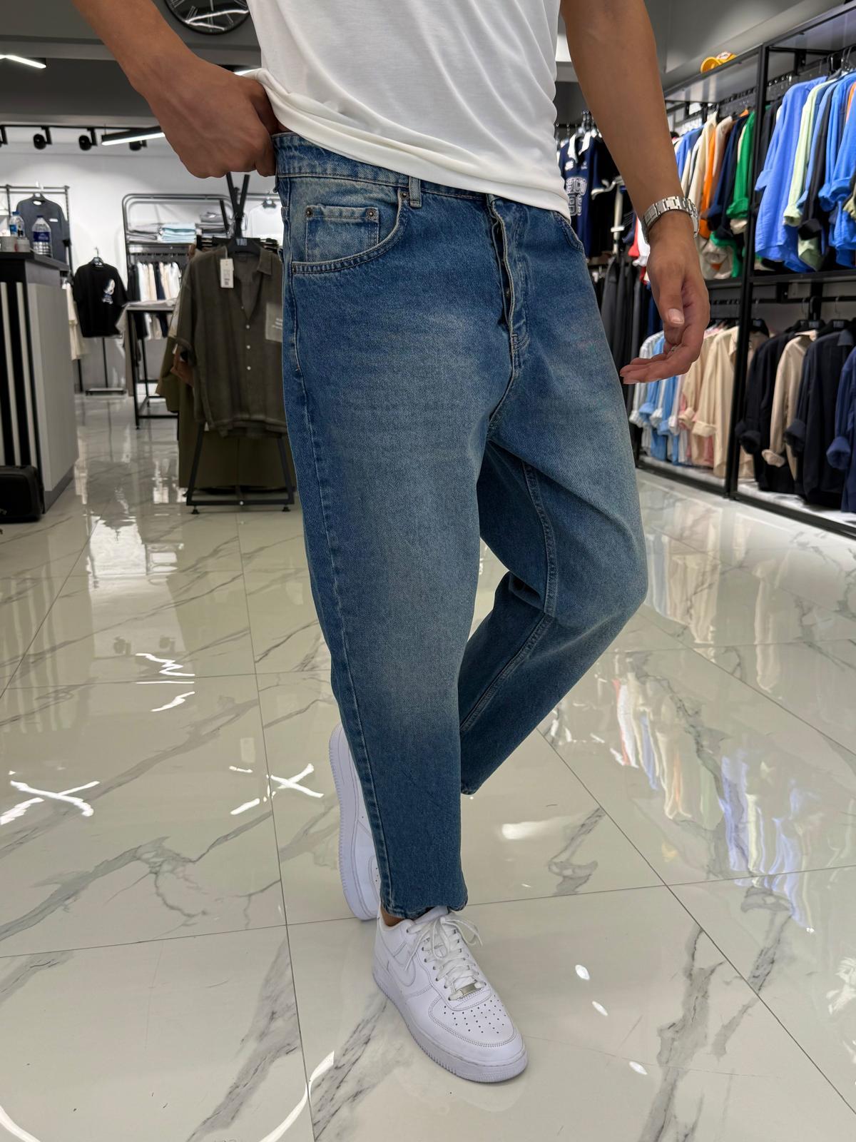 Boyfriend Kalıp Pantolon Mavi